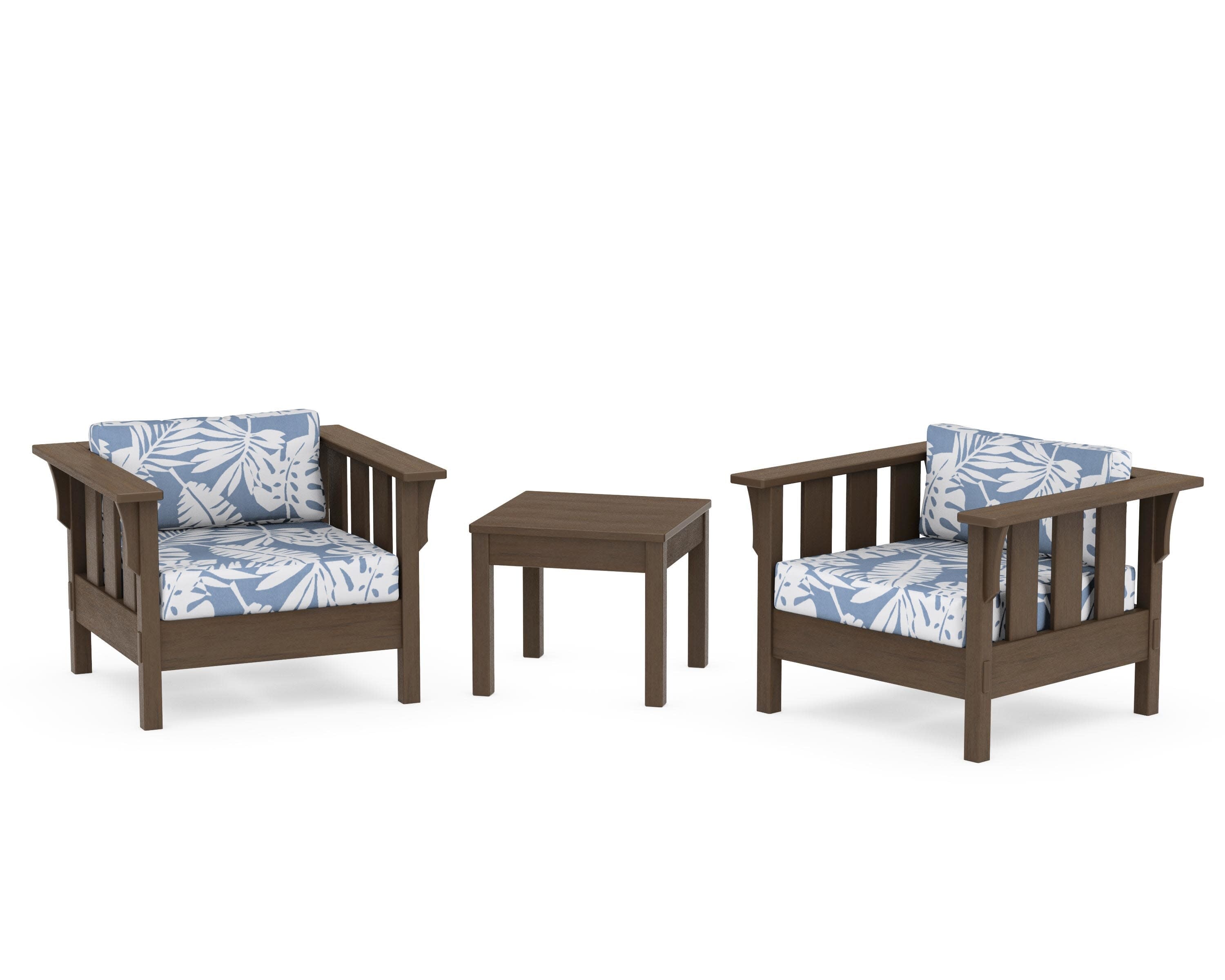 Acadia 3-Piece Deep Seating Set in Kona / Leaf Sky Blue