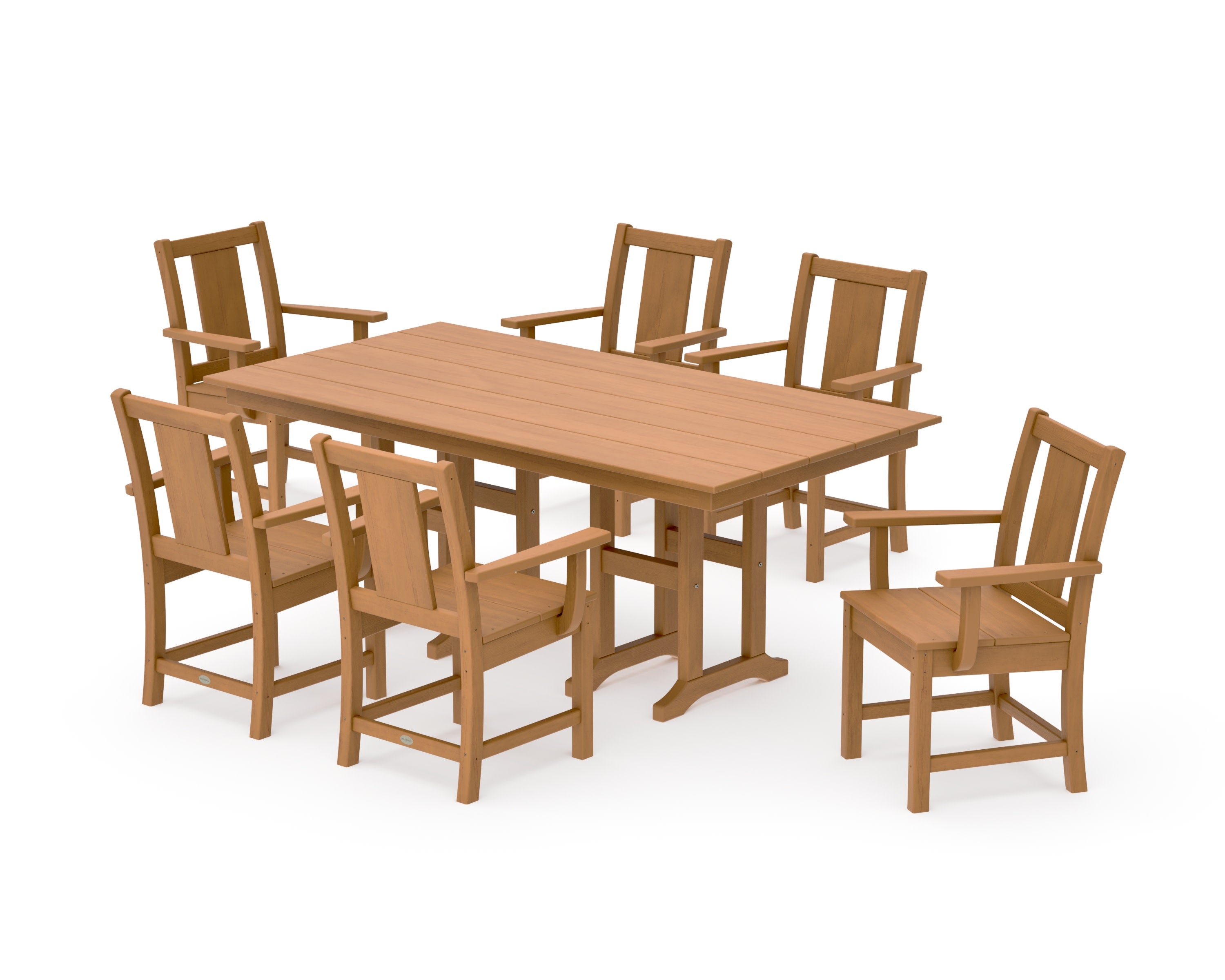 Prairie Arm Chair 7-Piece Farmhouse Dining Set in Natural