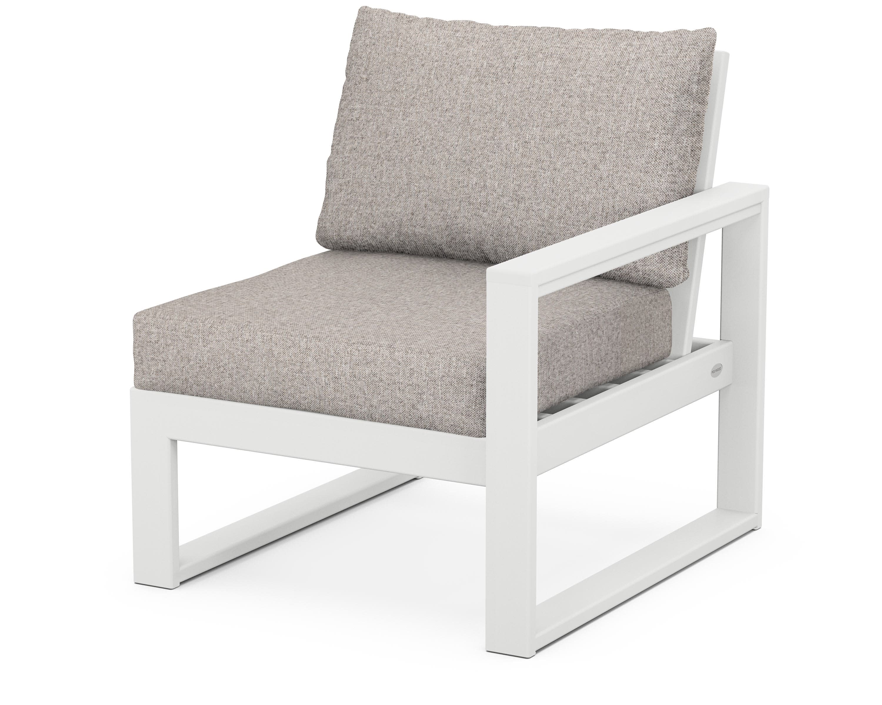 EDGE Modular Right Arm Chair in White / Weathered Tweed