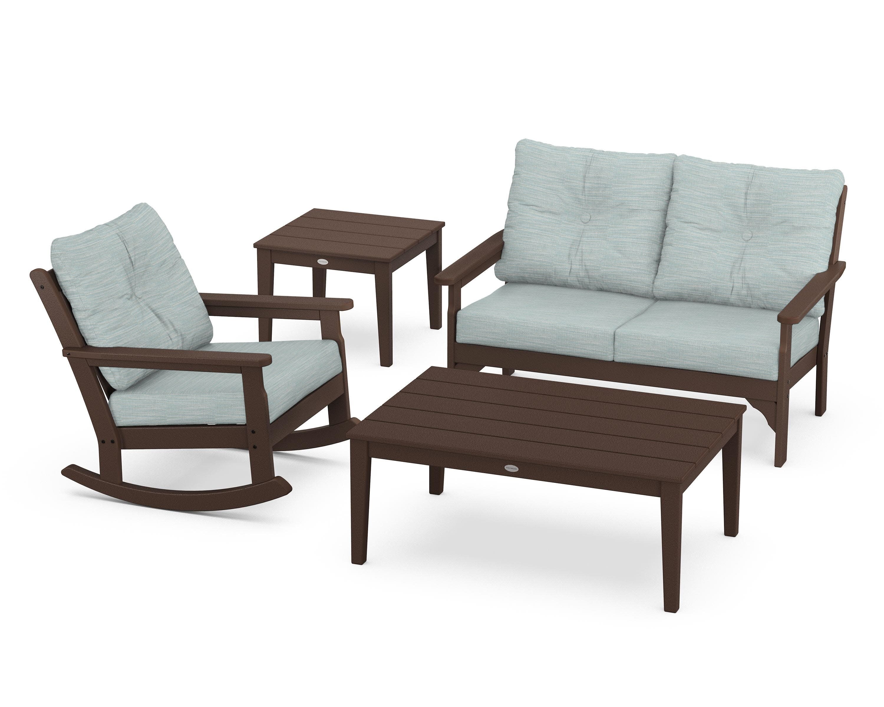 Vineyard 4-Piece Deep Seating Rocker Set in Mahogany / Soothe Mist