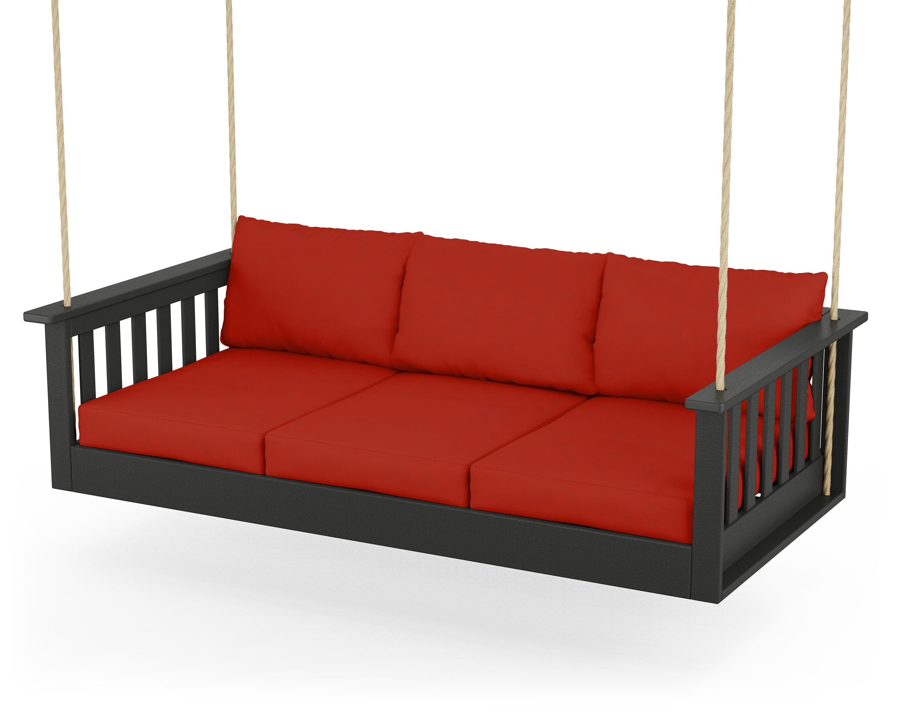 Vineyard Daybed Swing in Black / Canvas Jockey Red
