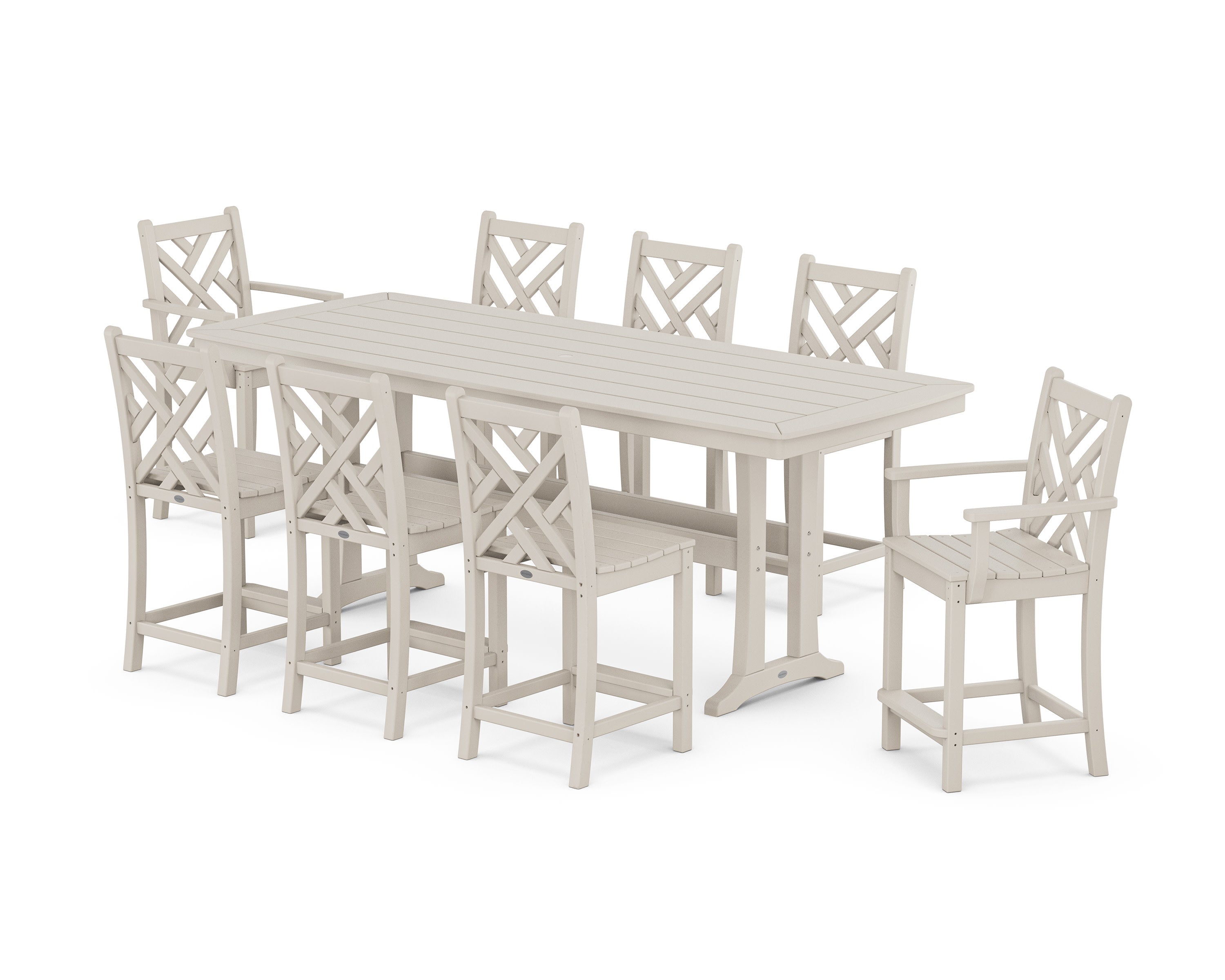 Chippendale 9-Piece Counter Set with Trestle Legs in Sand