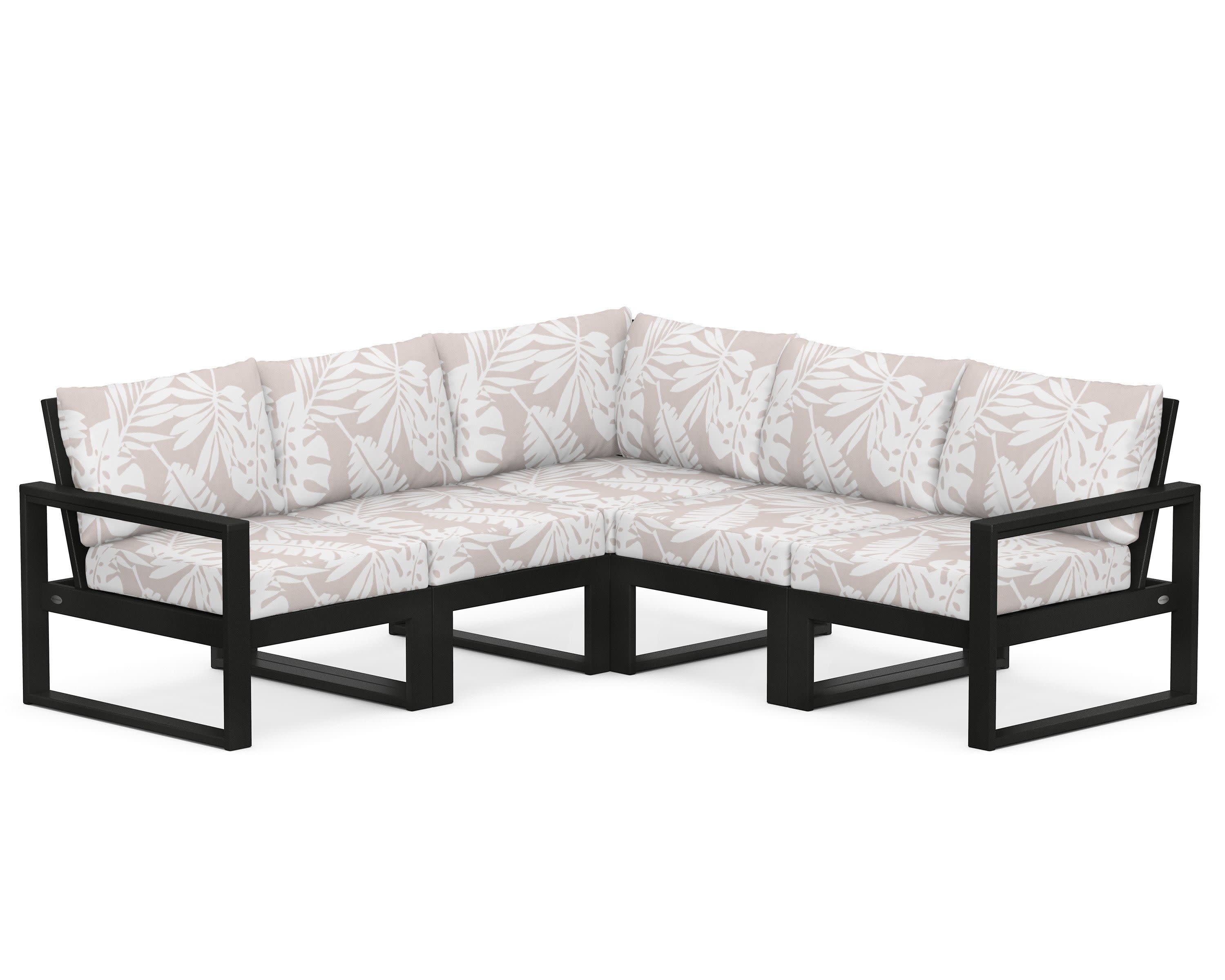 EDGE 5-Piece Modular Deep Seating Set in Black / Leaf Dune Burlap