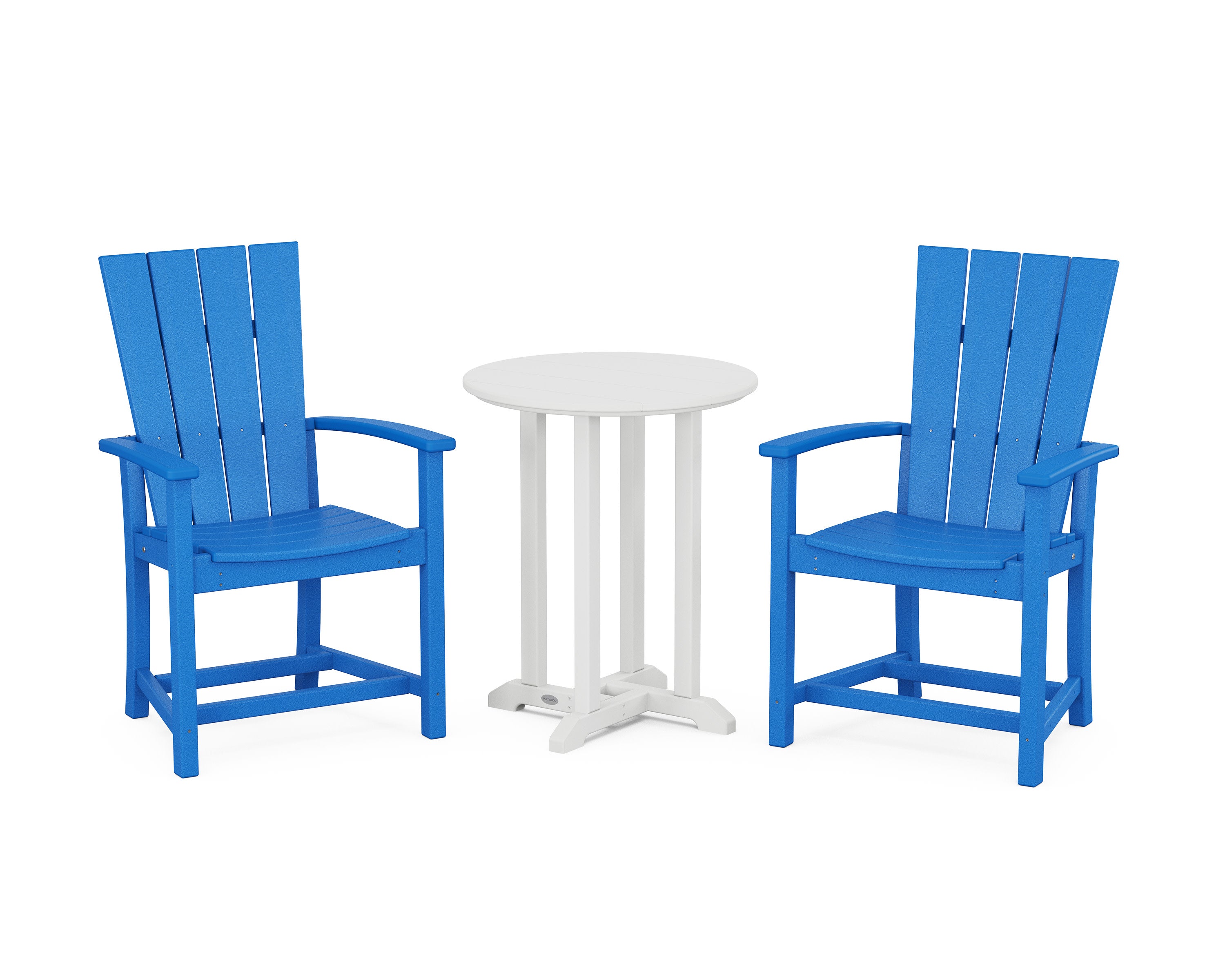 Quattro 3-Piece Round Farmhouse Bistro Dining Set in Pacific Blue / White