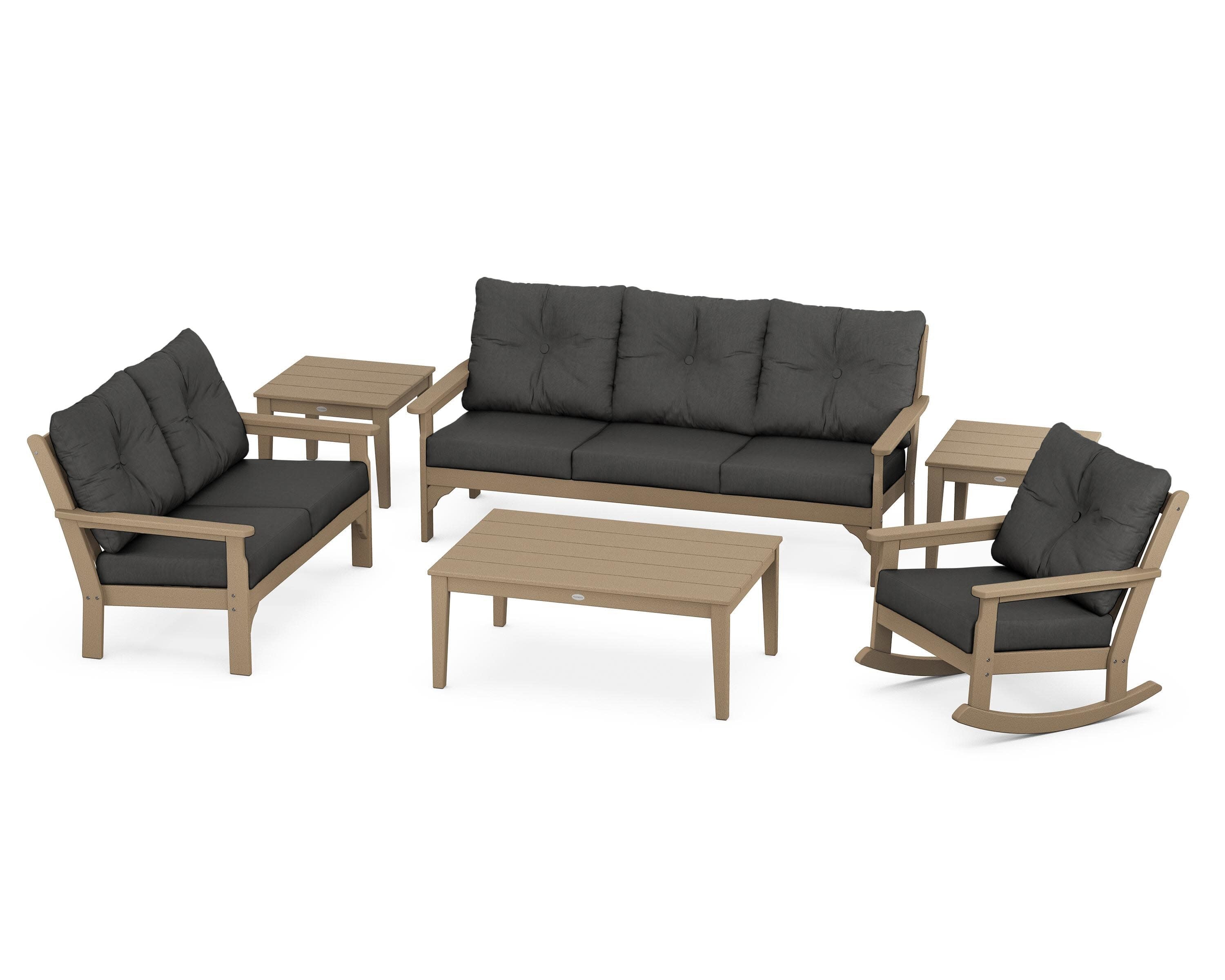 Vineyard 6-Piece Deep Seating Set in Vintage Sahara / Spectrum Carbon
