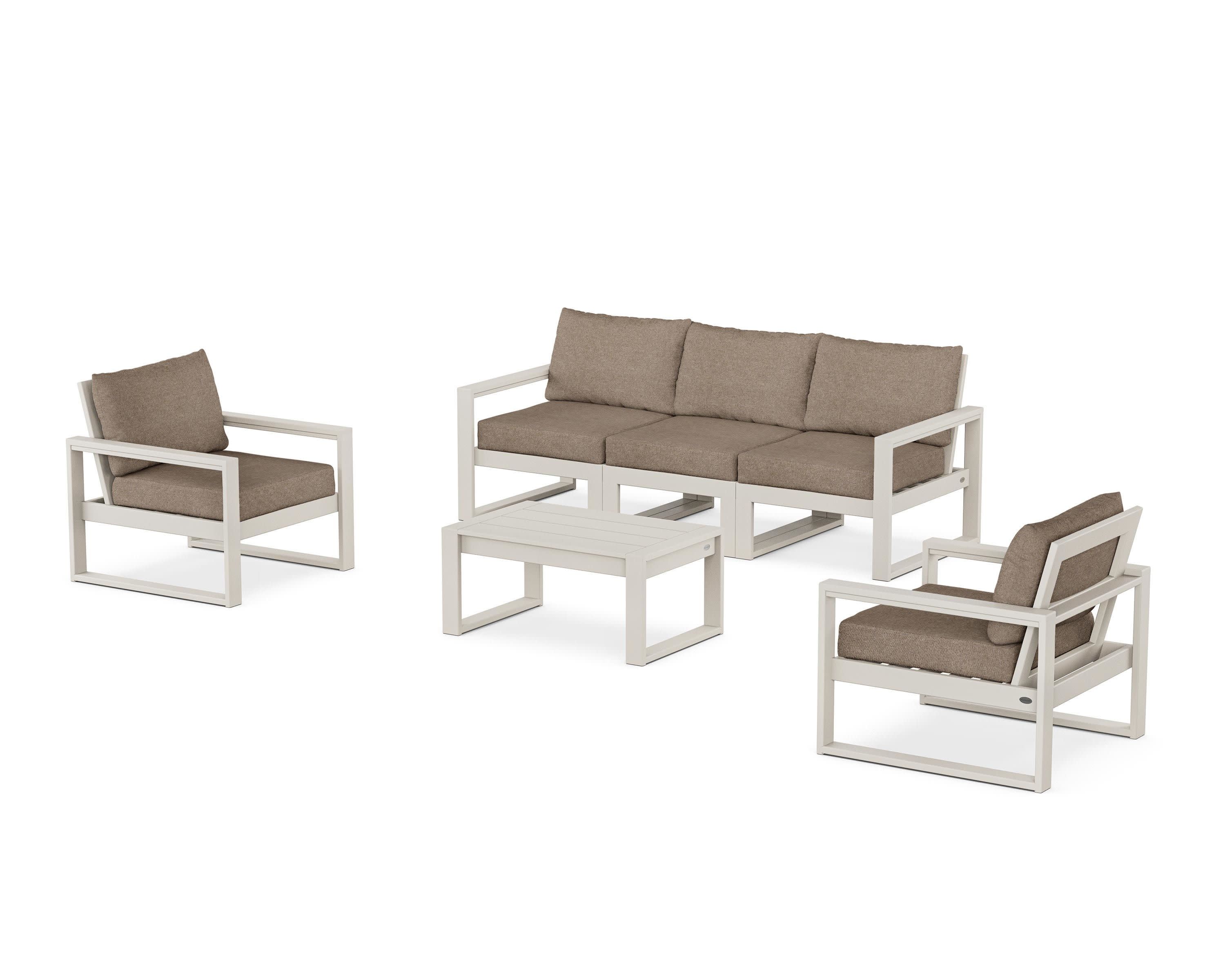 EDGE Sectional 4-Piece Deep Seating Set with Sofa in Sand / Spiced Burlap