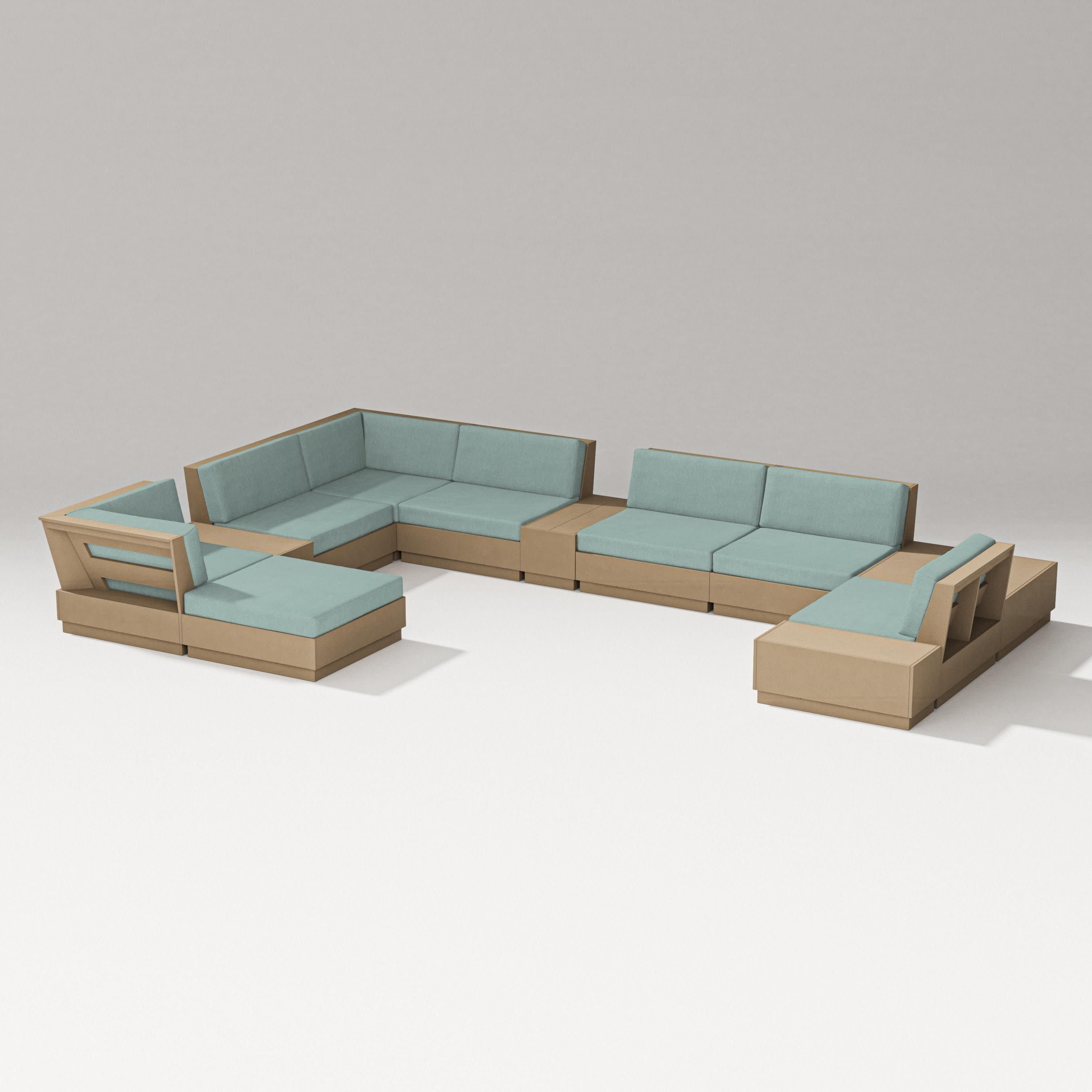 Elevate 12-Piece Conversation Sectional Set in Vintage Sahara / Glacier Spa