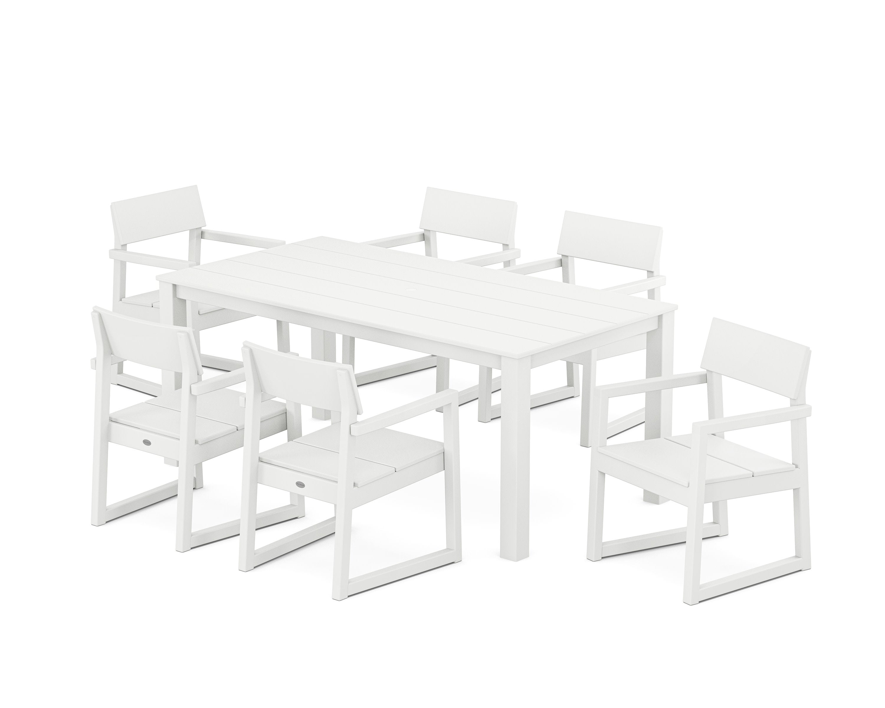 EDGE Arm Chair 7-Piece Parsons Dining Set in White