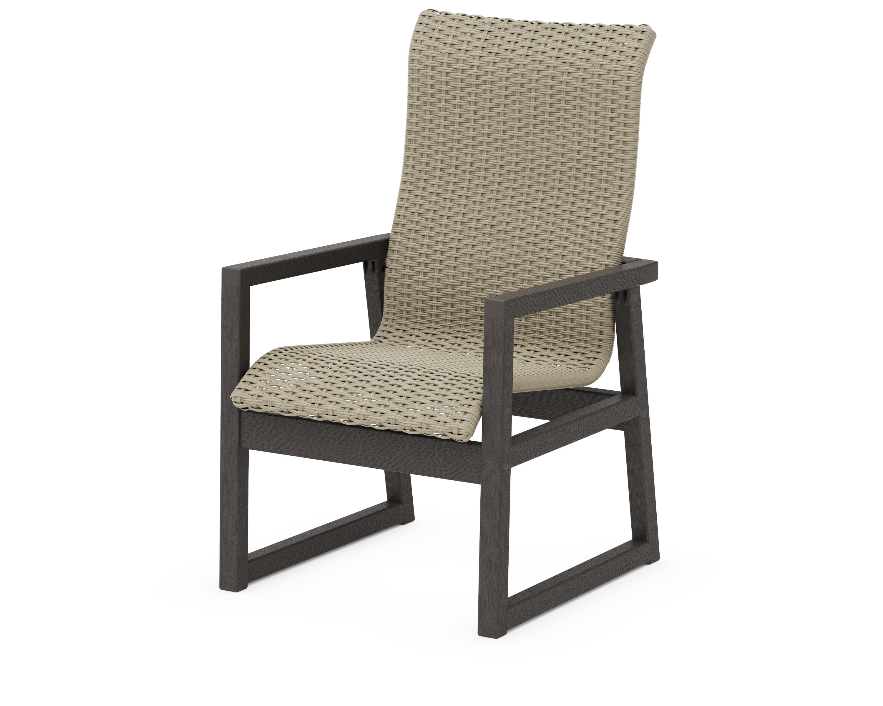 EDGE Woven High-Back Dining Arm Chair in Vintage Coffee / Dune Grass