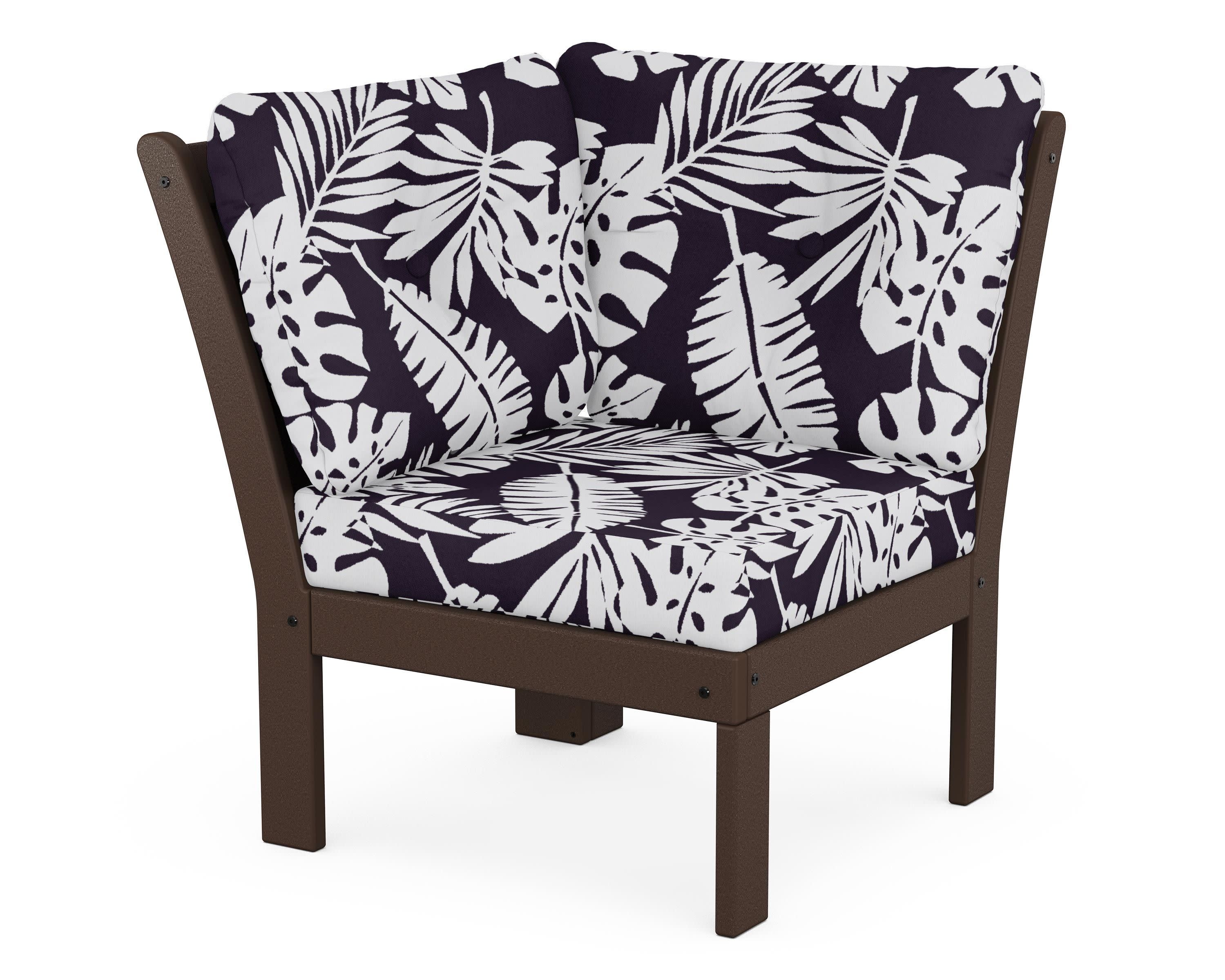 Vineyard Modular Corner Chair in Mahogany / Leaf Navy