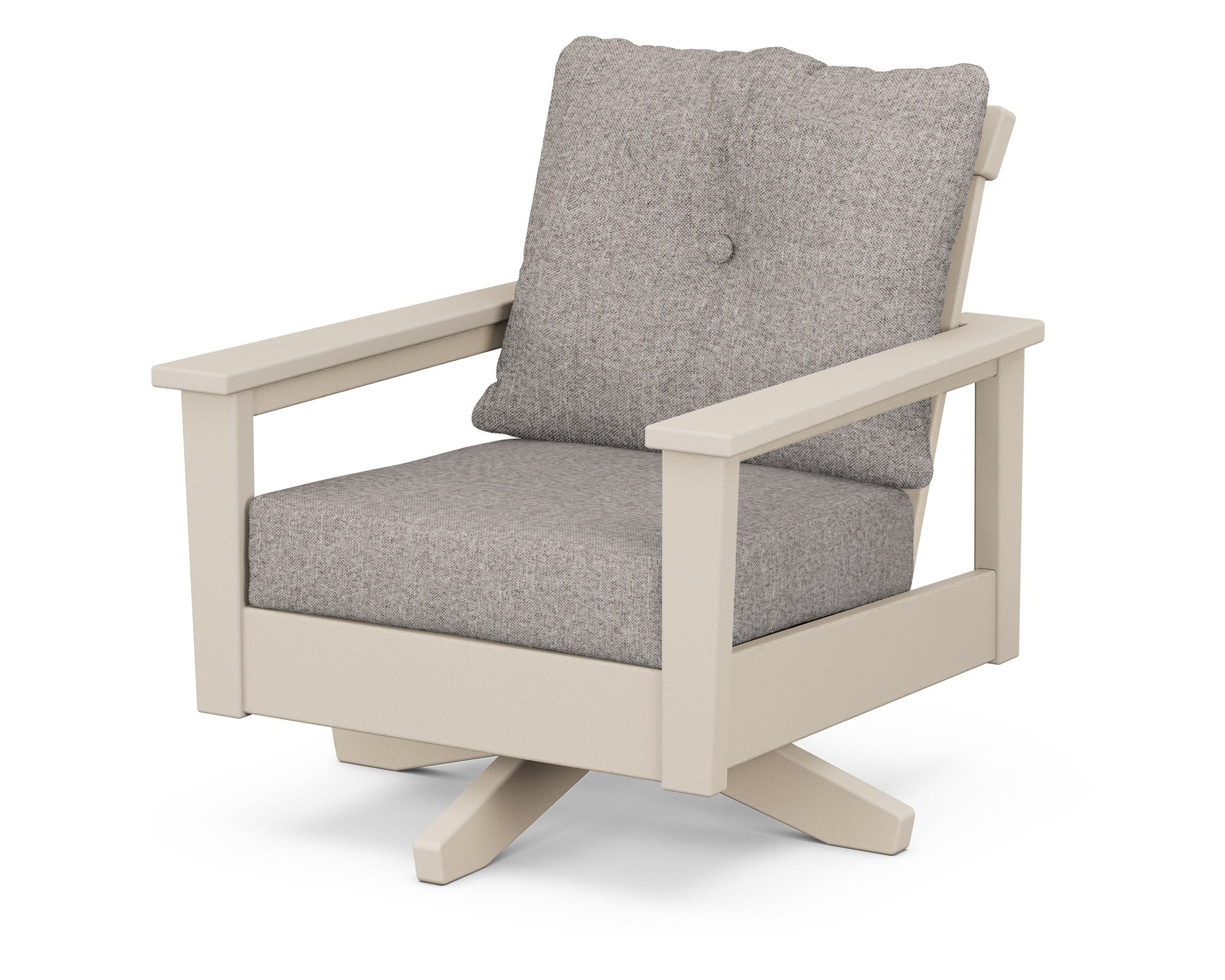 Prescott Deep Seating Swivel Chair in Sand / Weathered Tweed