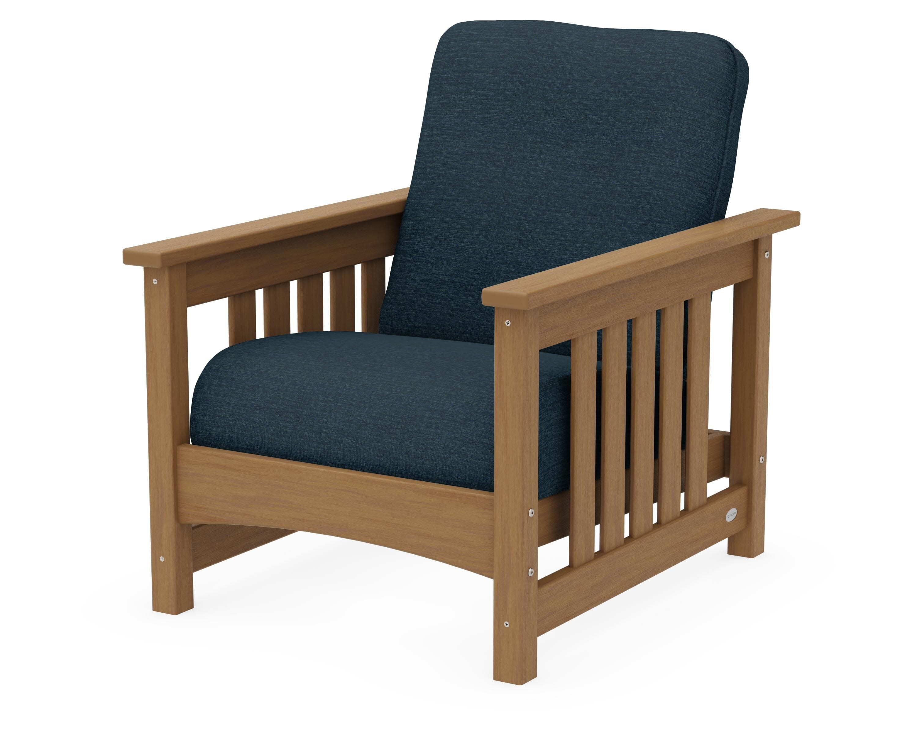 Club Mission Chair in Natural / Platform Indigo