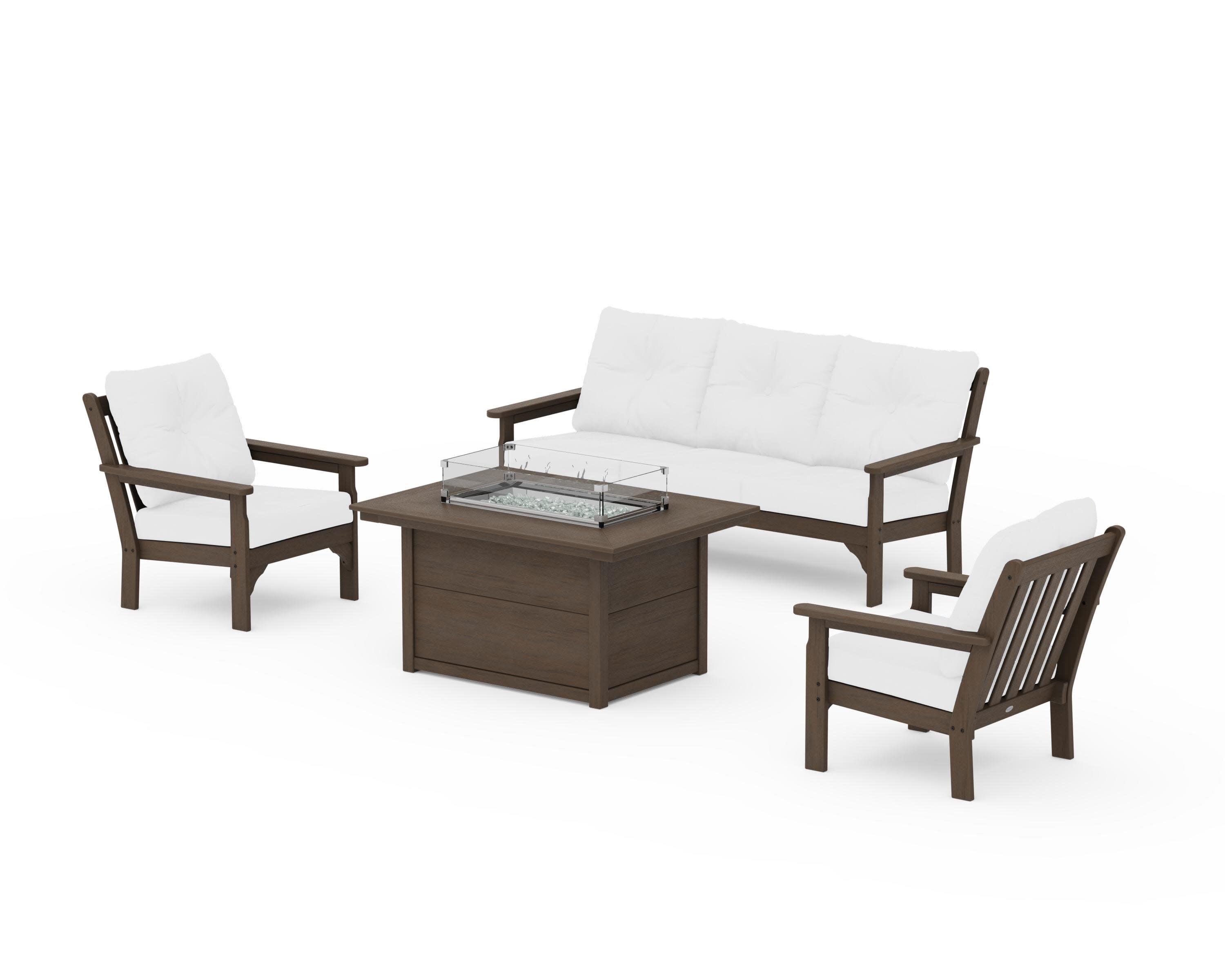 Vineyard Deep Seating Fire Pit Table Set in Kona / Natural