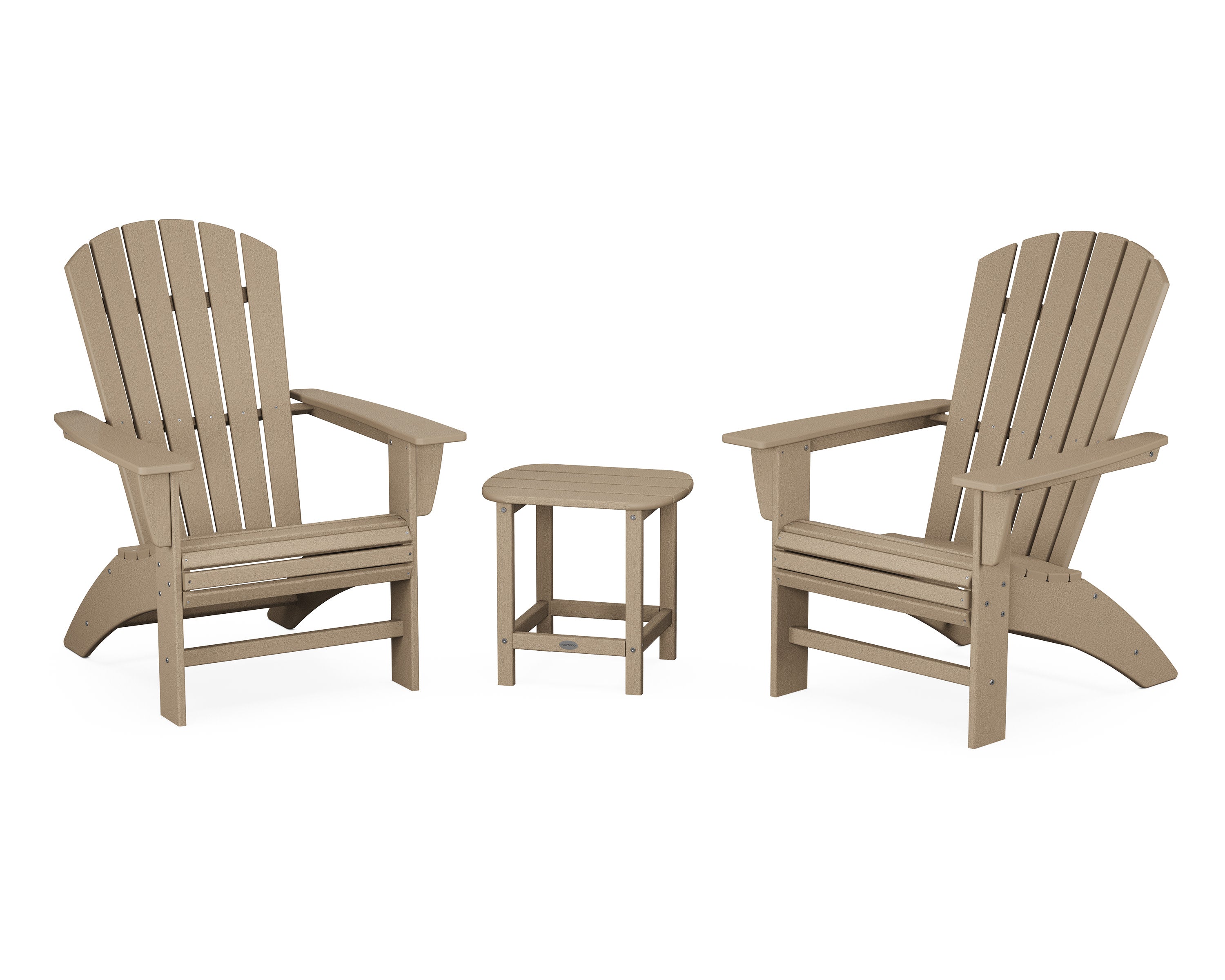 Nautical 3-Piece Curveback Adirondack Set in Vintage Sahara