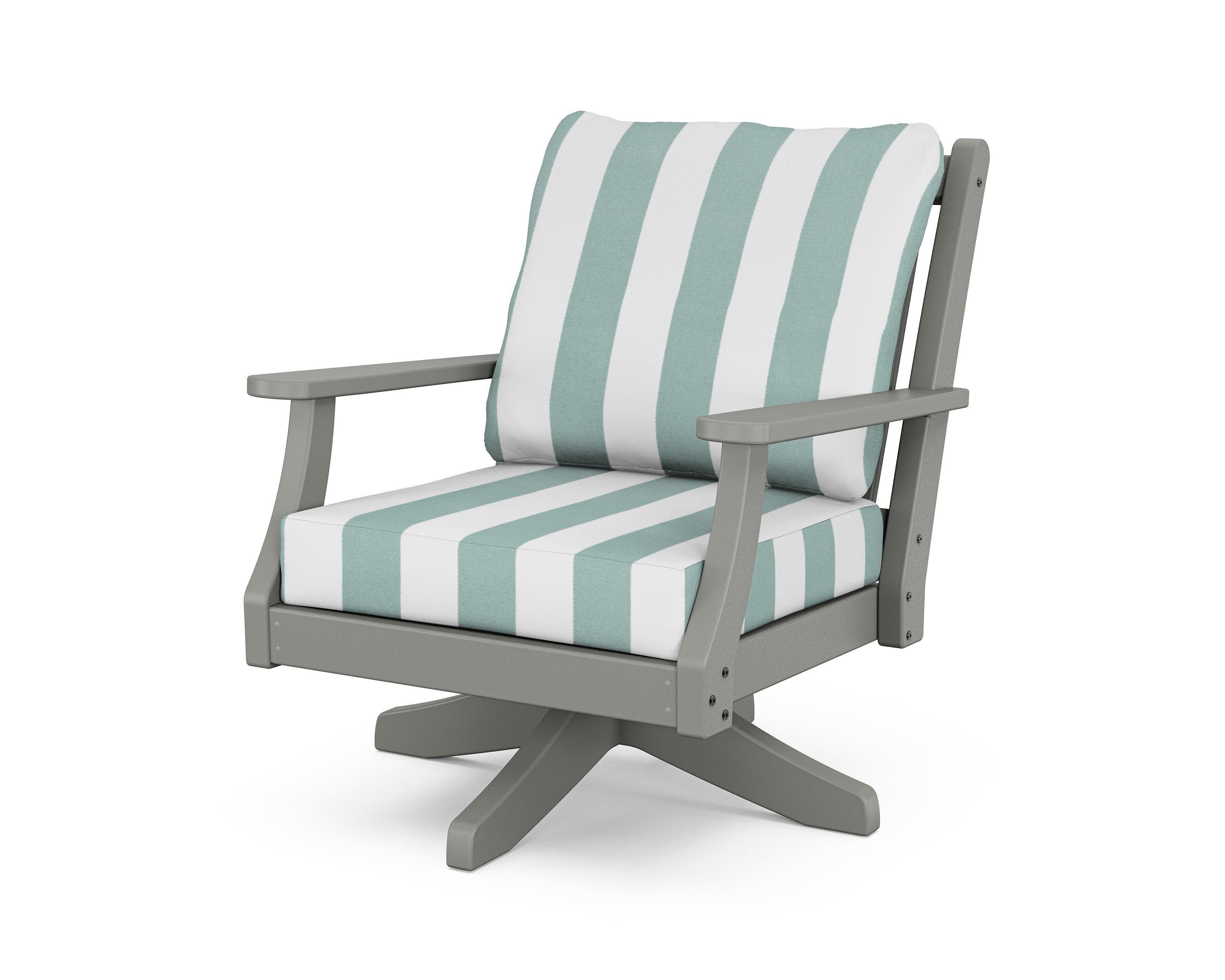 Wovendale Deep Seating Swivel Chair in Slate Grey / Cabana Stripe Glacier Spa
