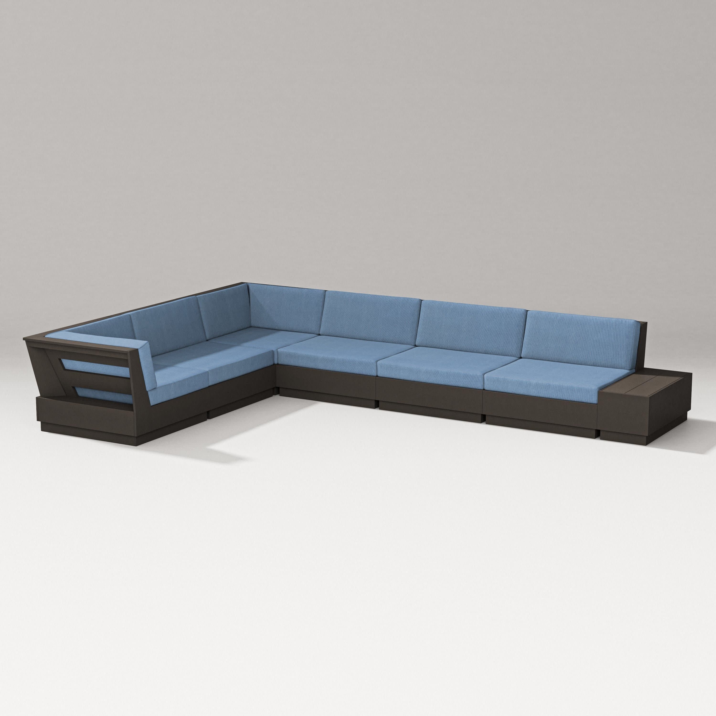 Elevate 7-Piece Corner Sectional in Vintage Coffee / Sky Blue