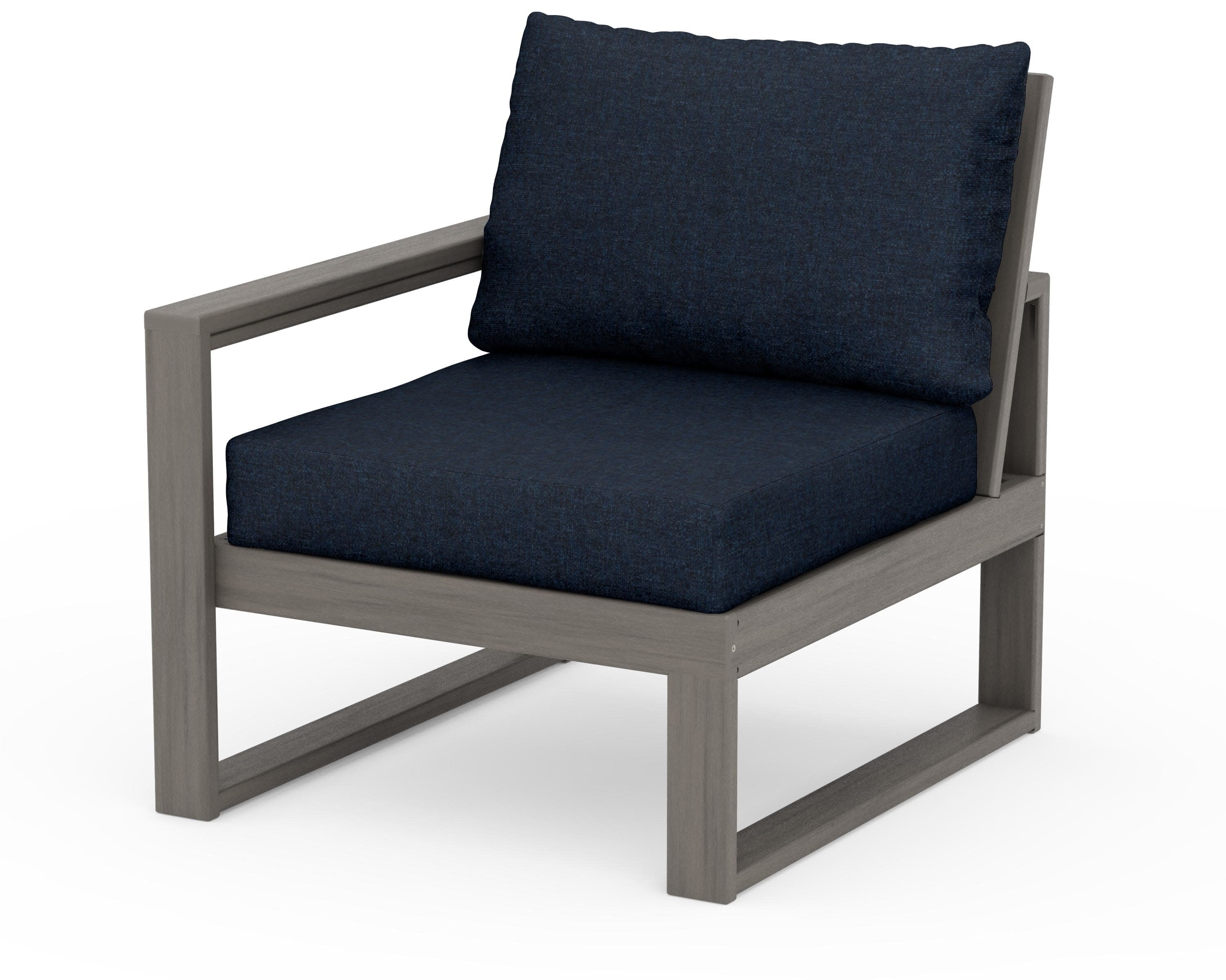EDGE Modular Left Arm Chair in Driftwood / Marine Indigo