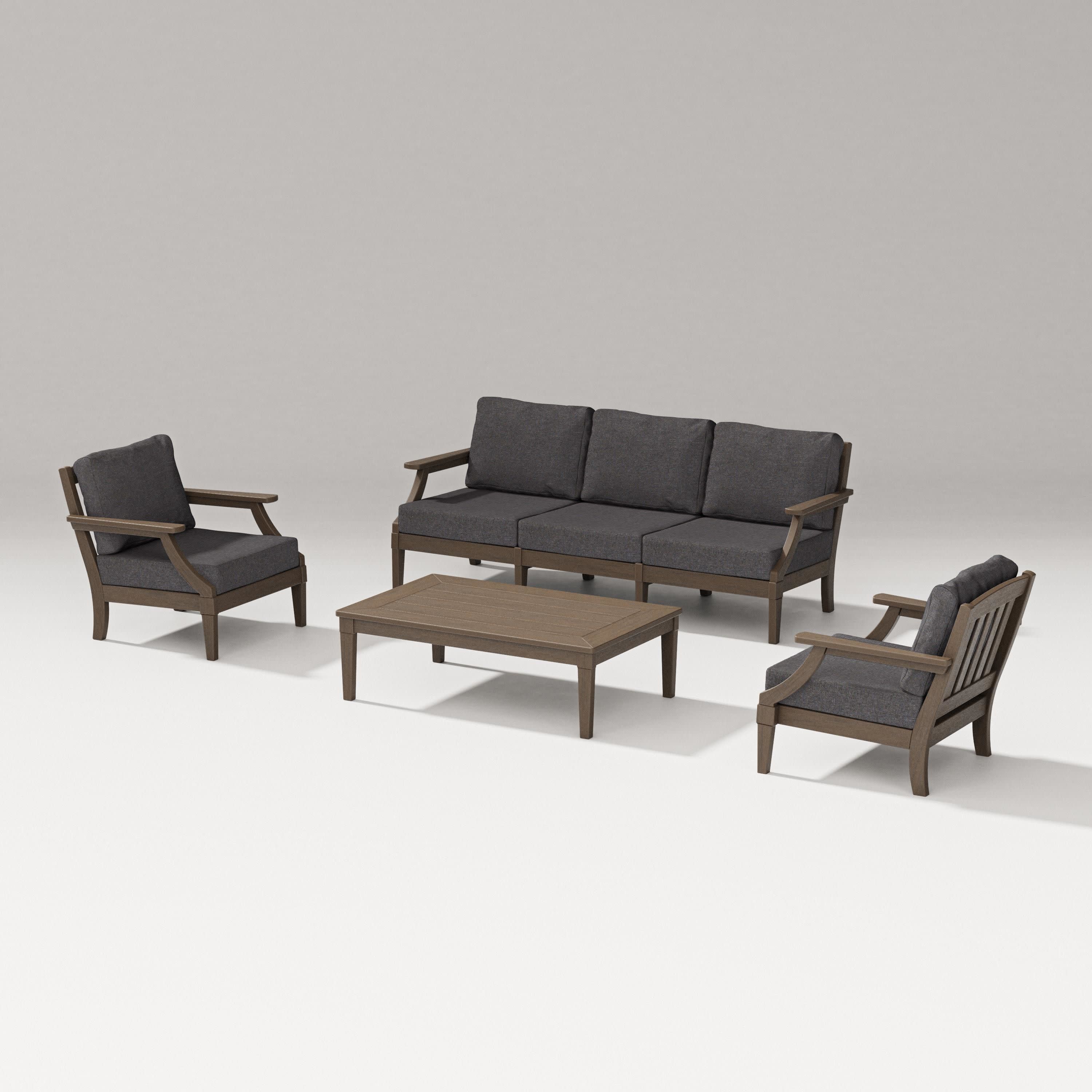 Estate 4-Piece Lounge Sofa Set in Kona / Ash Charcoal