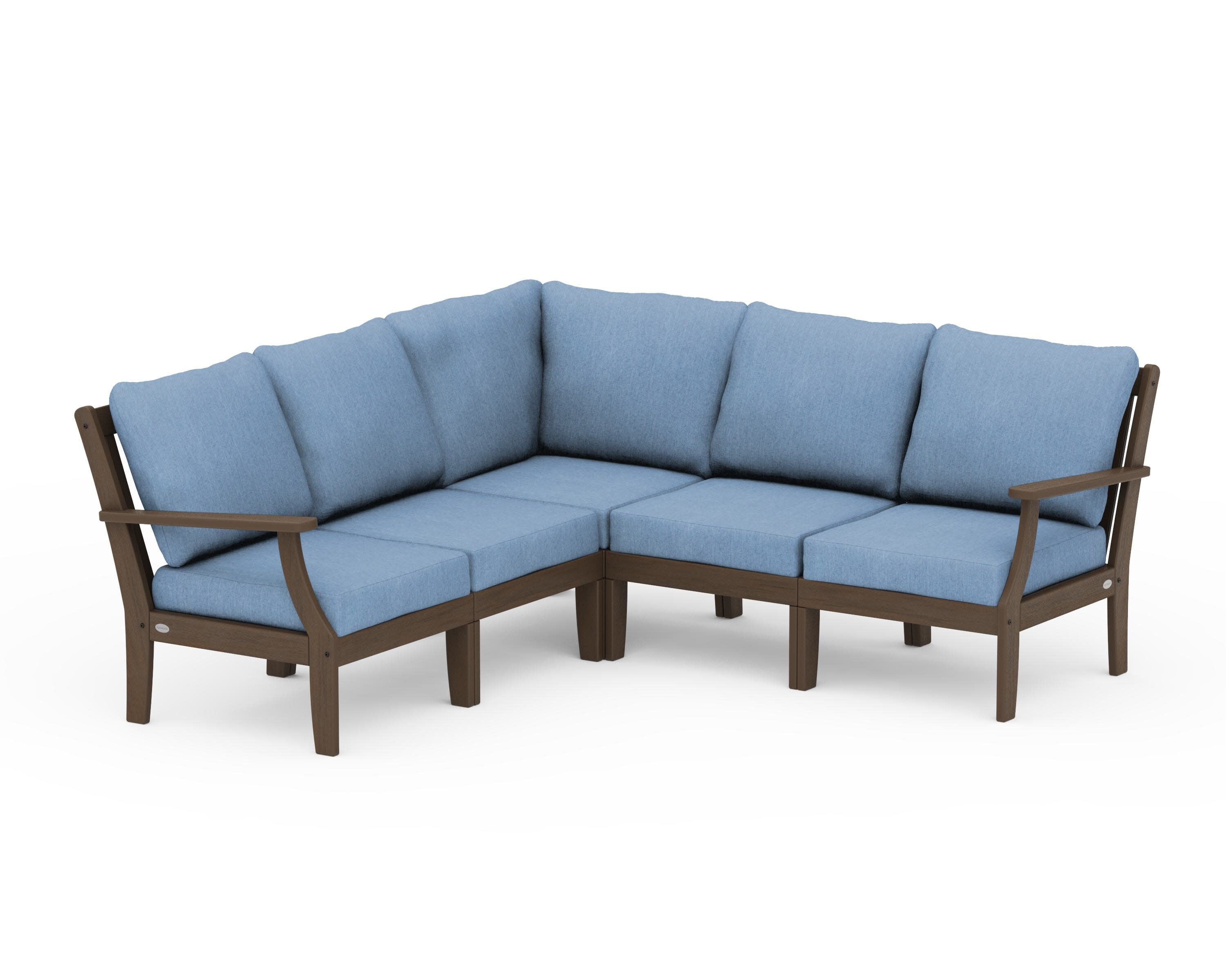 Braxton Modular 5-Piece Deep Seating Set in Kona / Sky Blue