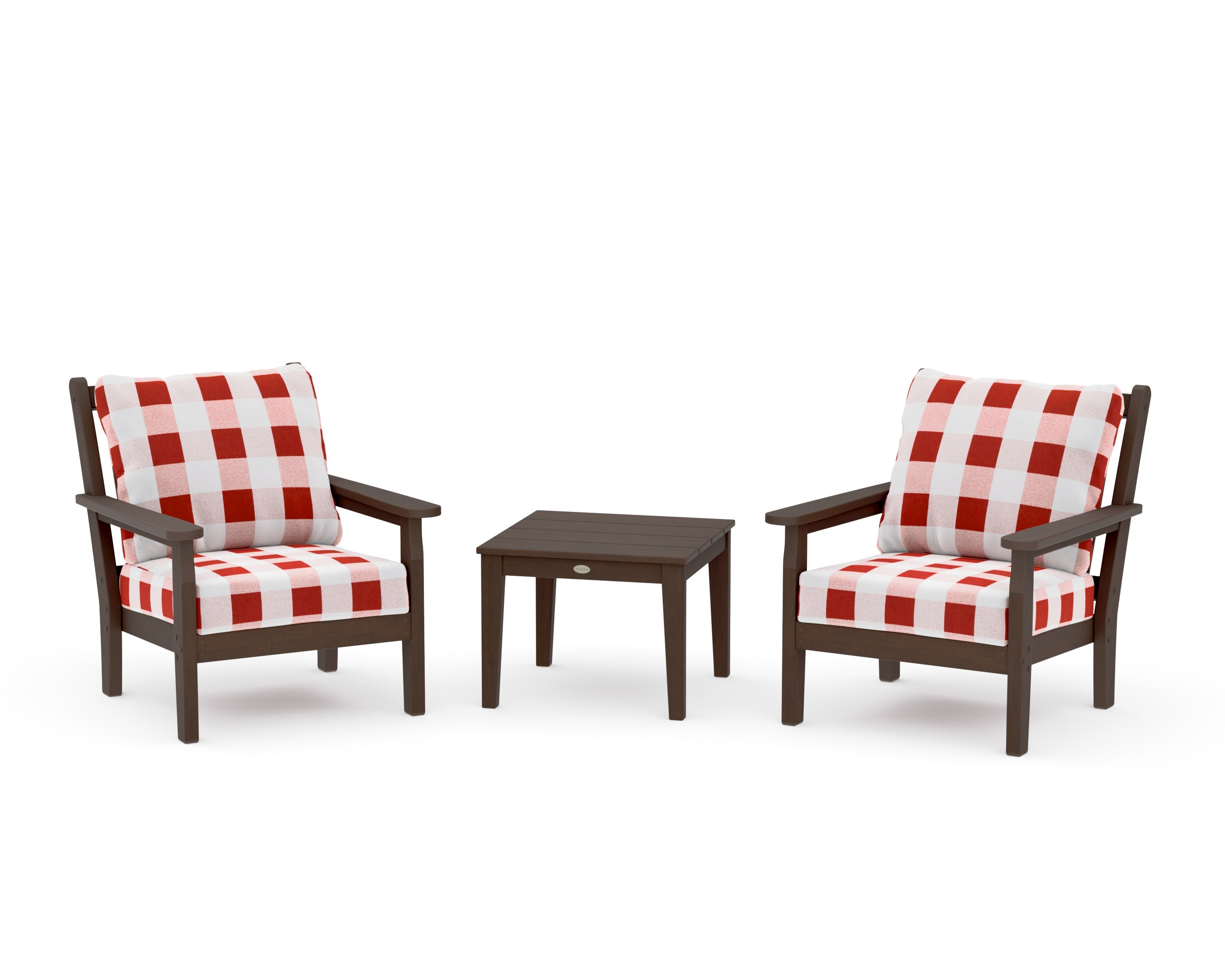 Chippendale 3-Piece Deep Seating Set in Kona / Buffalo Plaid Crimson