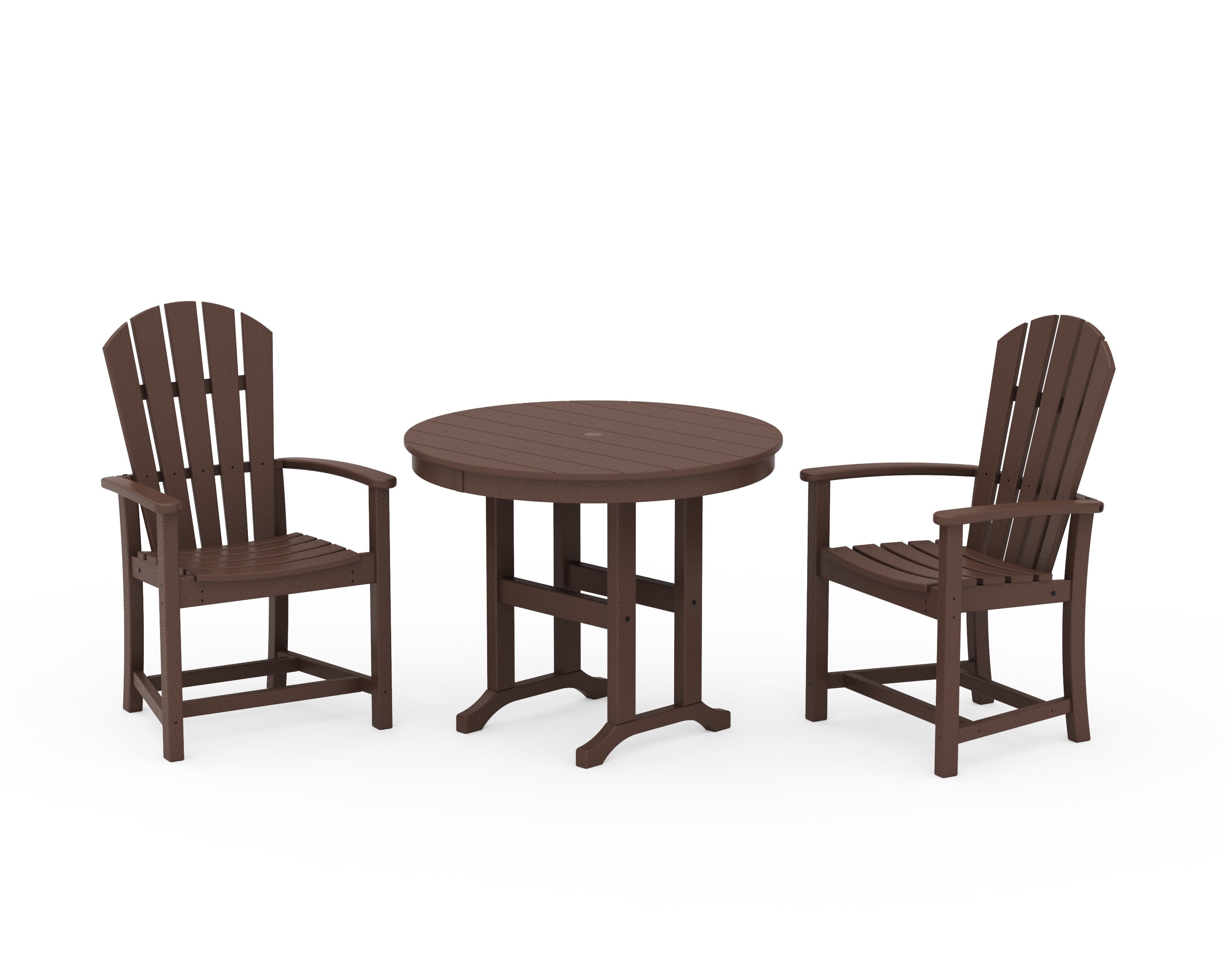 Palm Coast 3-Piece Round Farmhouse Dining Set in Mahogany