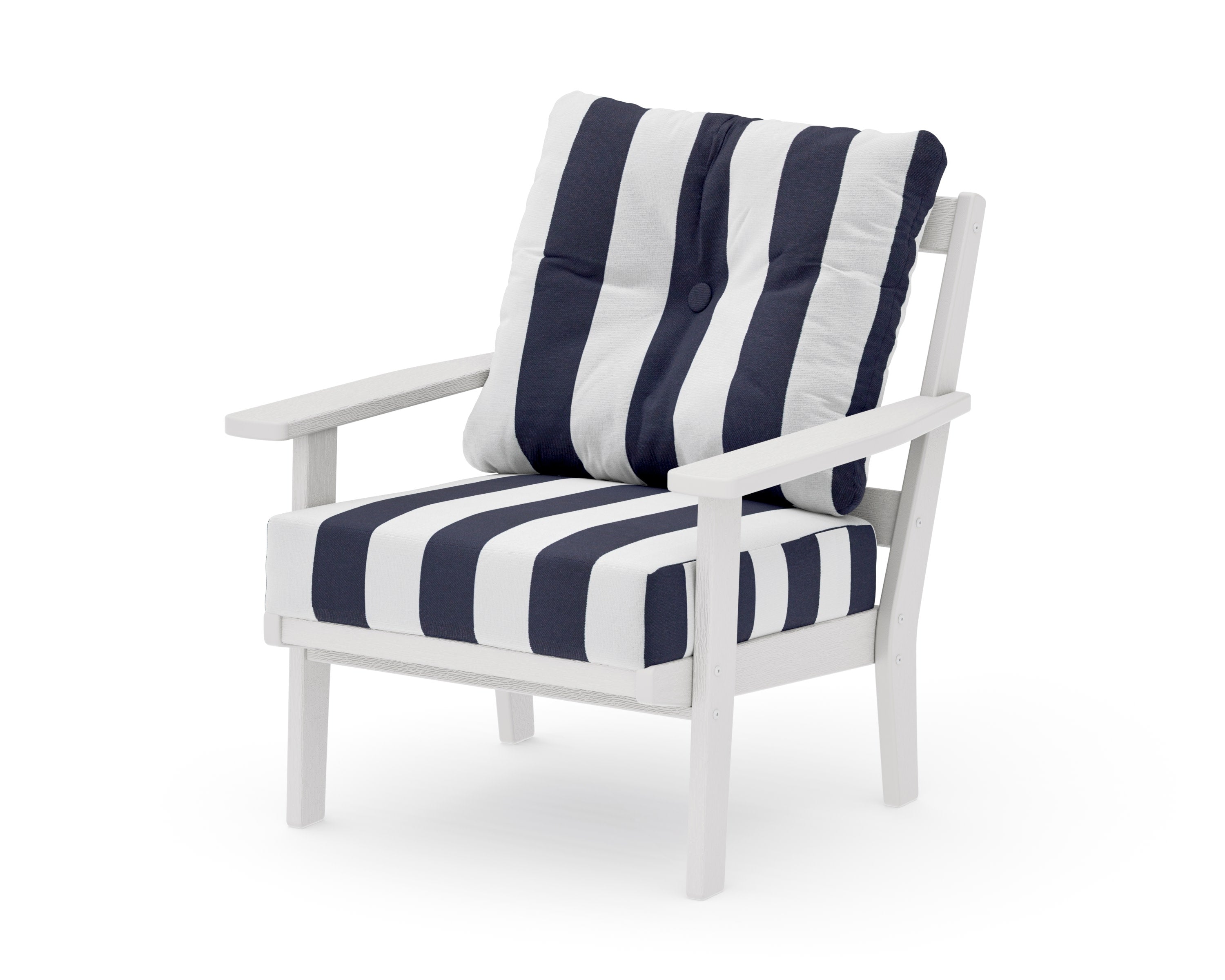 Oxford Deep Seating Chair in Vintage White / Cabana Stripe Navy