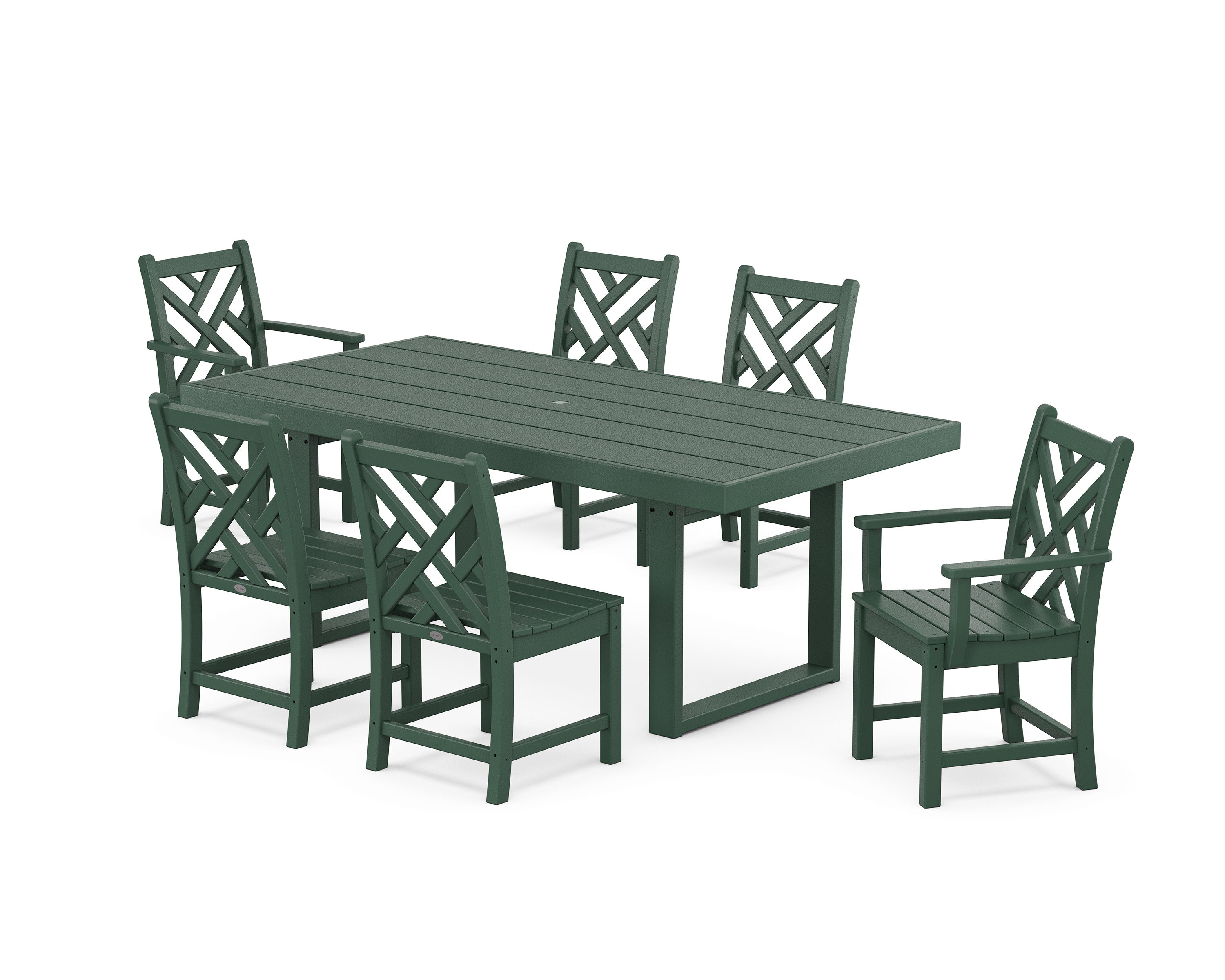 Chippendale 7-Piece Dining Set in Green