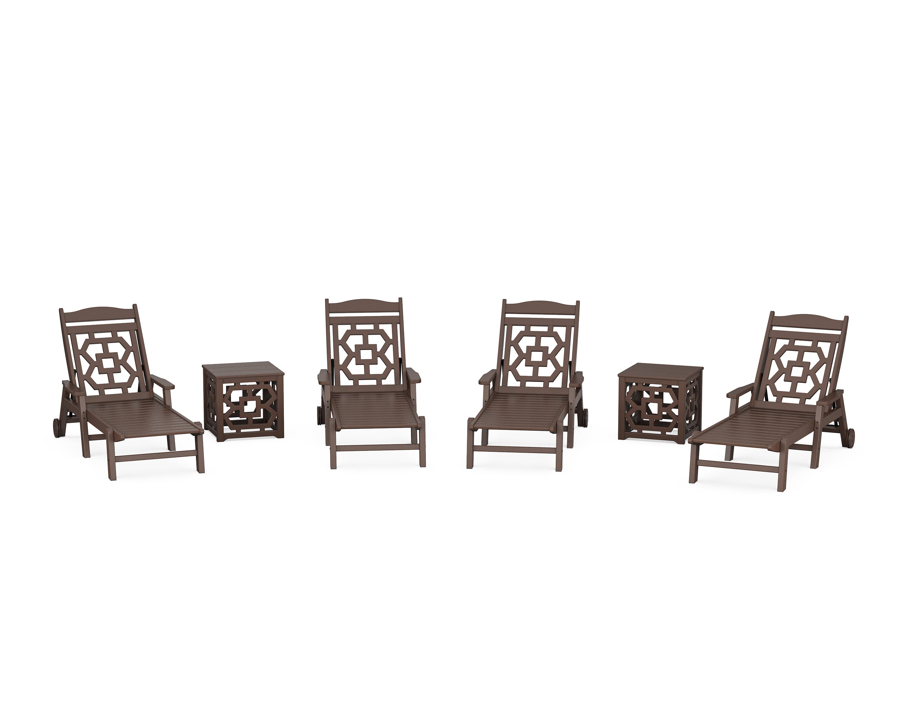 Chinoiserie 6-Piece Chaise Set in Mahogany