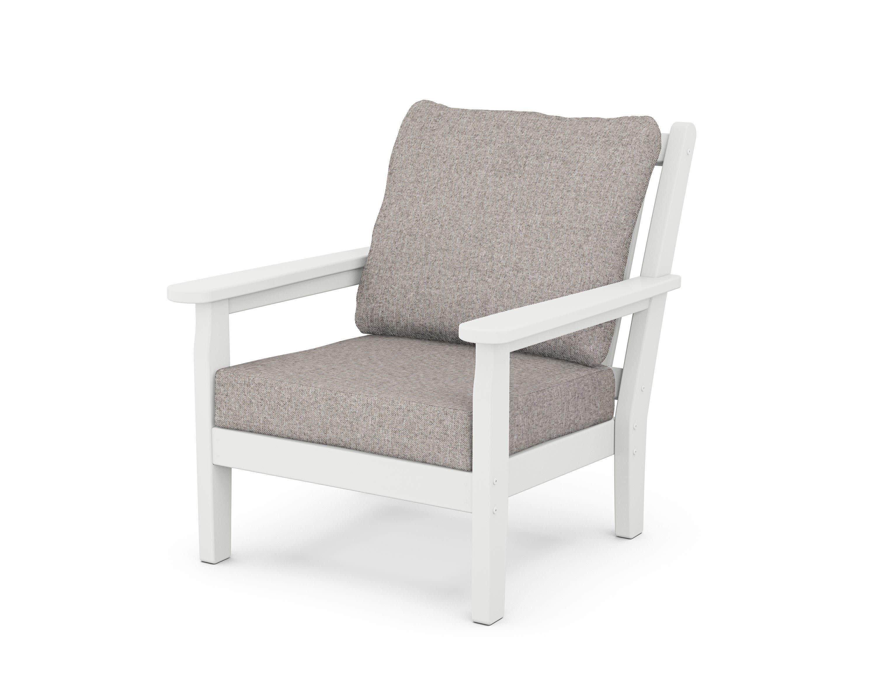 Chippendale Deep Seating Chair in White / Weathered Tweed