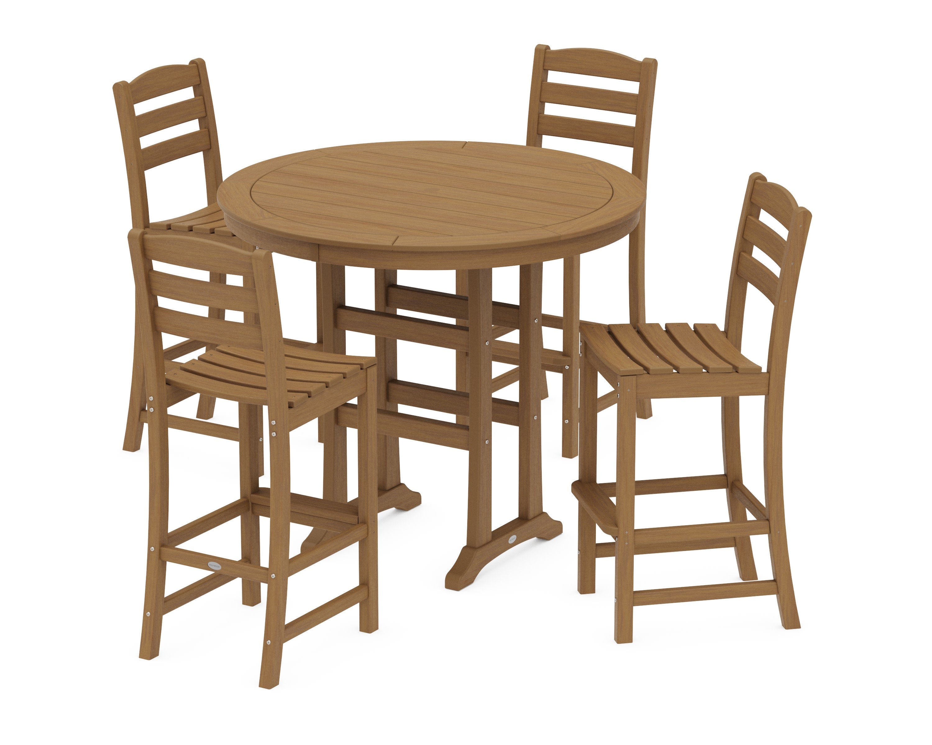 La Casa Caf 5-Piece Side Chair Bar Dining Set in Natural