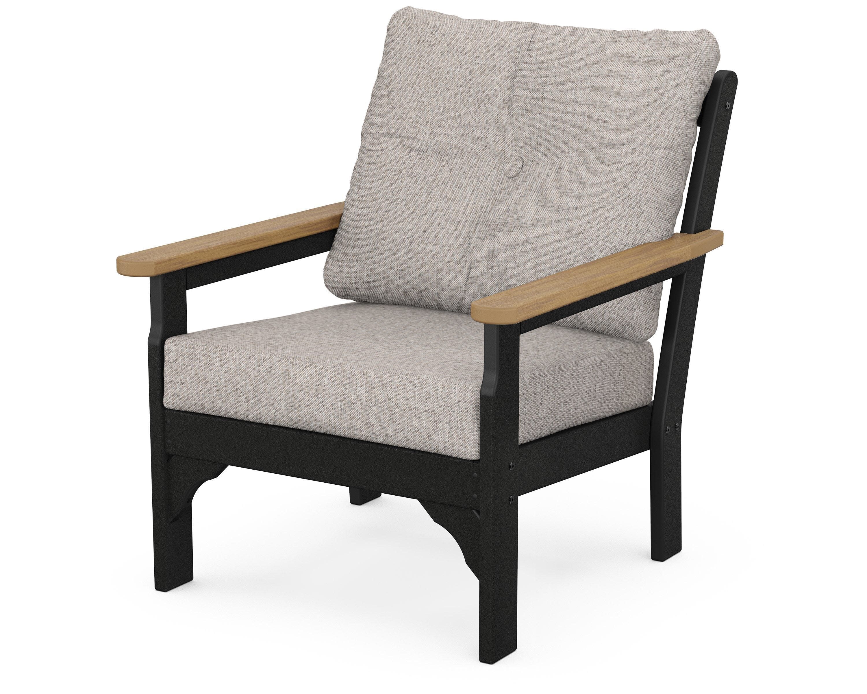 Vineyard Deep Seating Chair in Black / Natural / Weathered Tweed