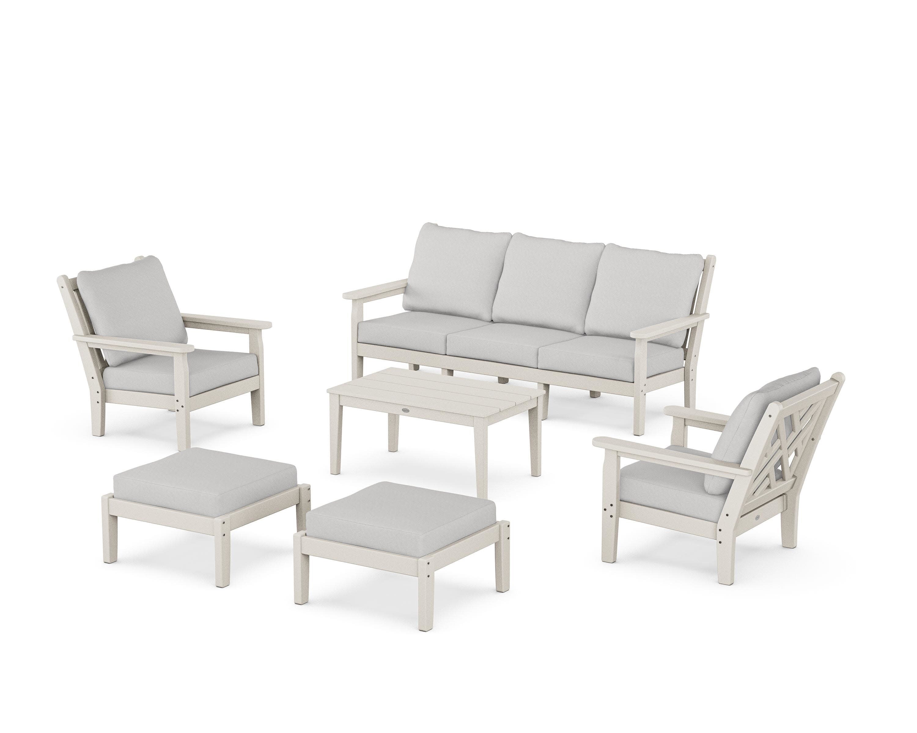 Chippendale 6-Piece Lounge Sofa Set in Sand / Diamond in the Rough