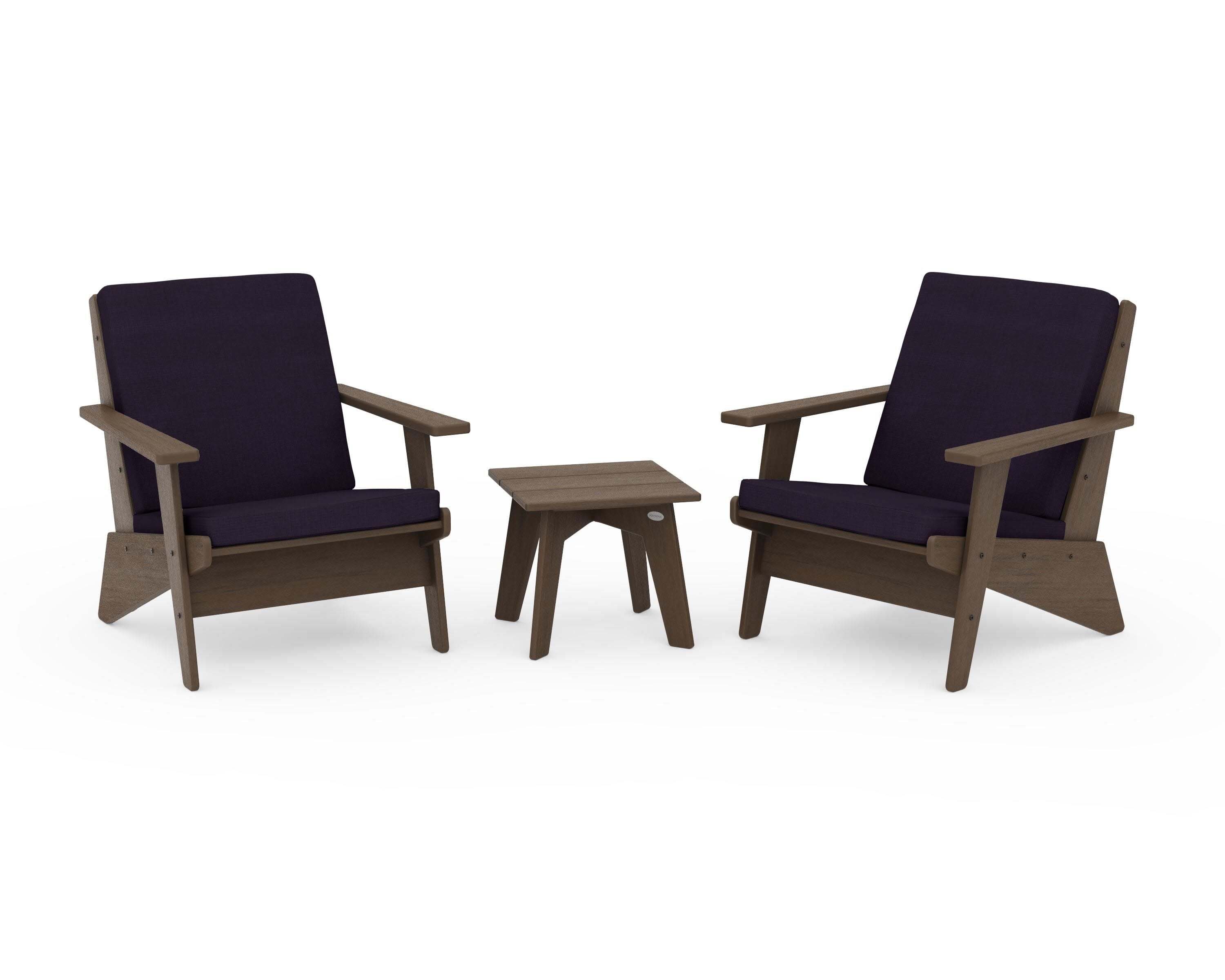 Riviera Modern Lounge 3-Piece Set in Kona / Navy Linen