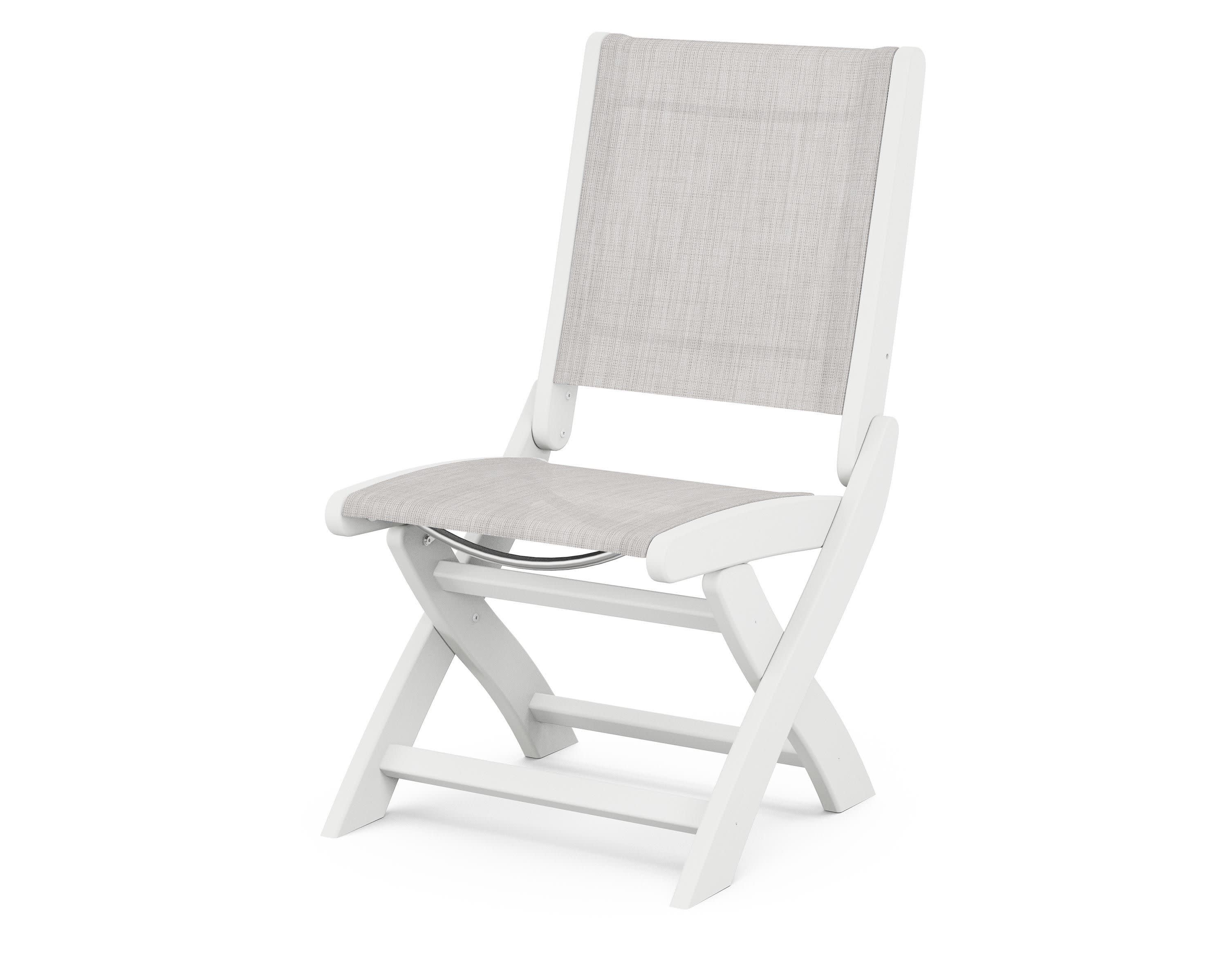 Coastal Folding Side Chair in White / Parchment Sling
