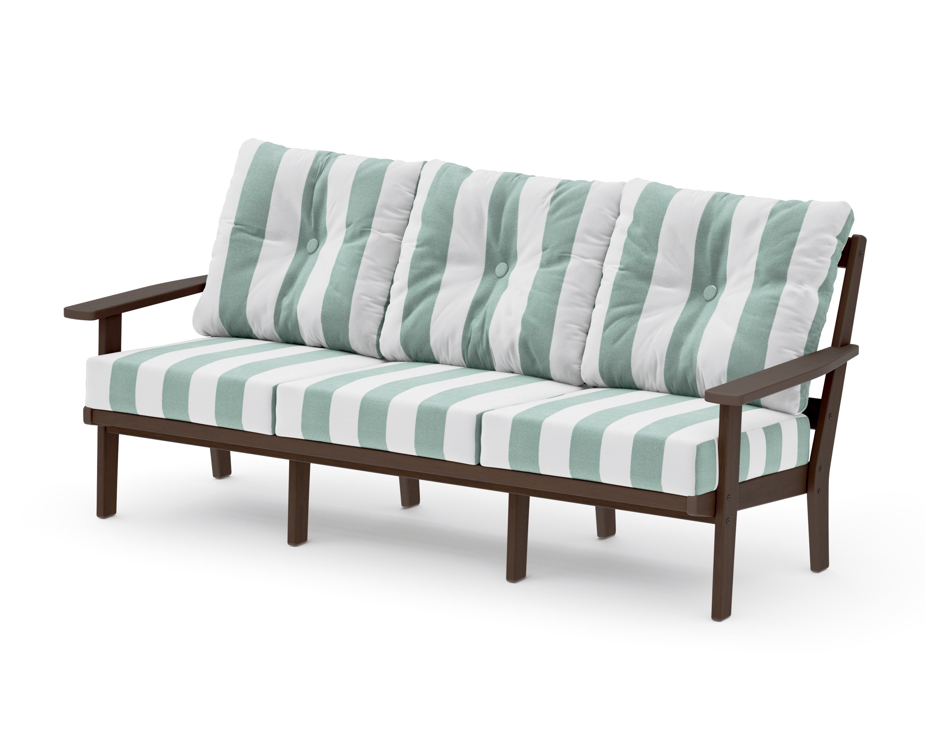 PrairieDeep Seating Sofa in Kona / Cabana Stripe Glacier Spa