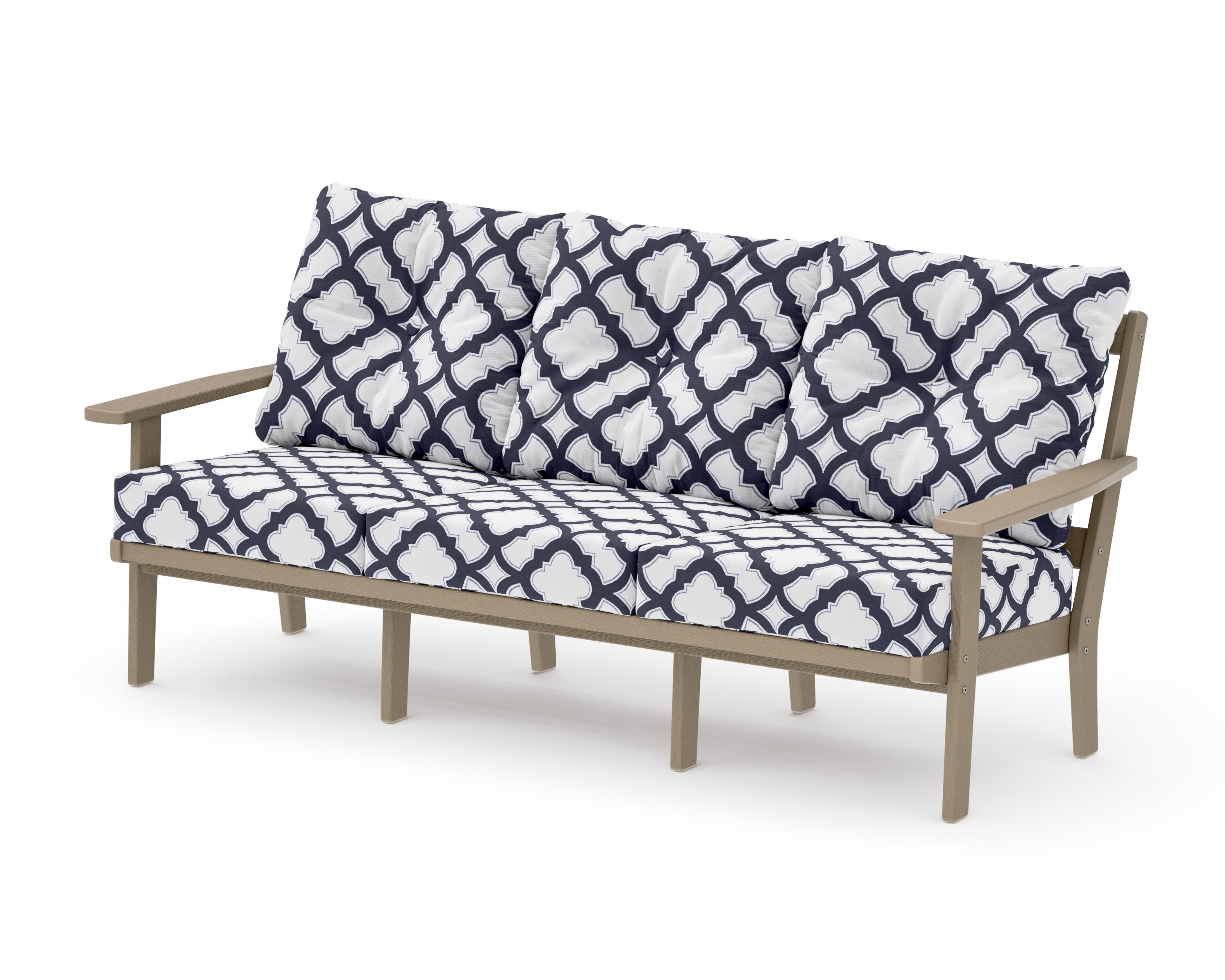 PrairieDeep Seating Sofa in Vintage Sahara / Trellis Navy