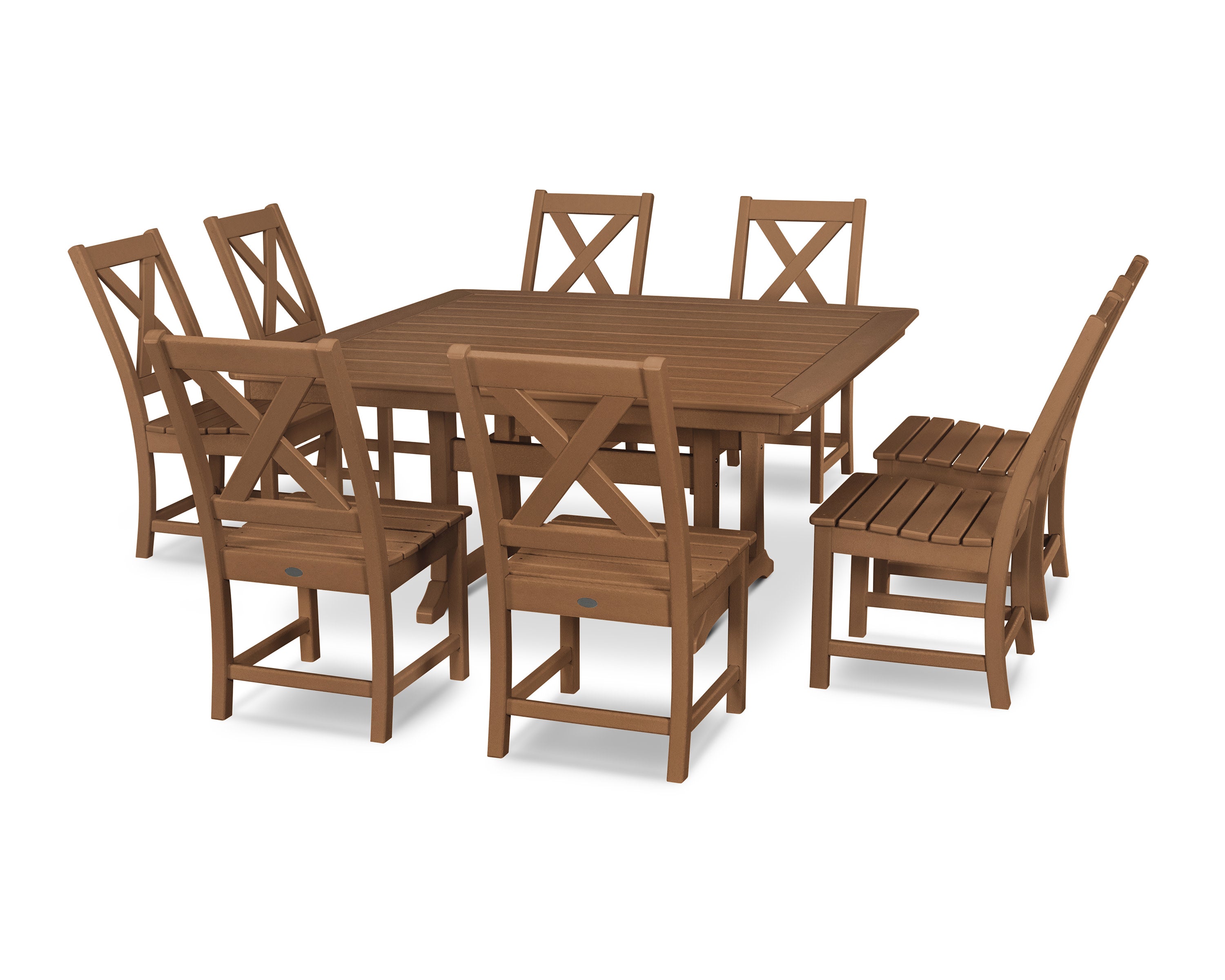 Braxton 9-Piece Nautical Trestle Dining Set in Teak