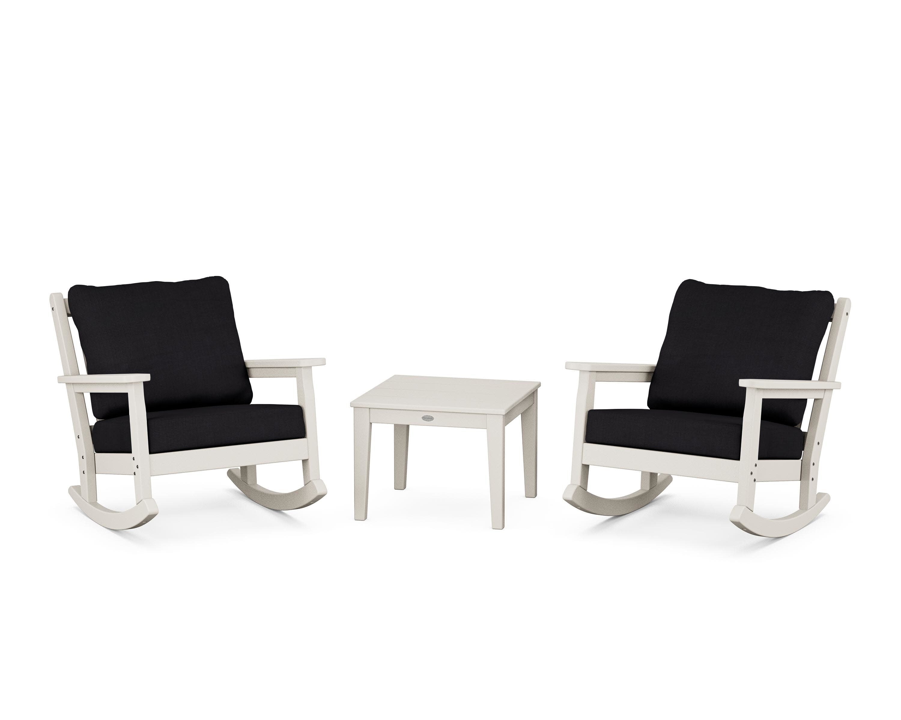 Chippendale 3-Piece Deep Seating Rocker Set in Sand / Midnight Linen