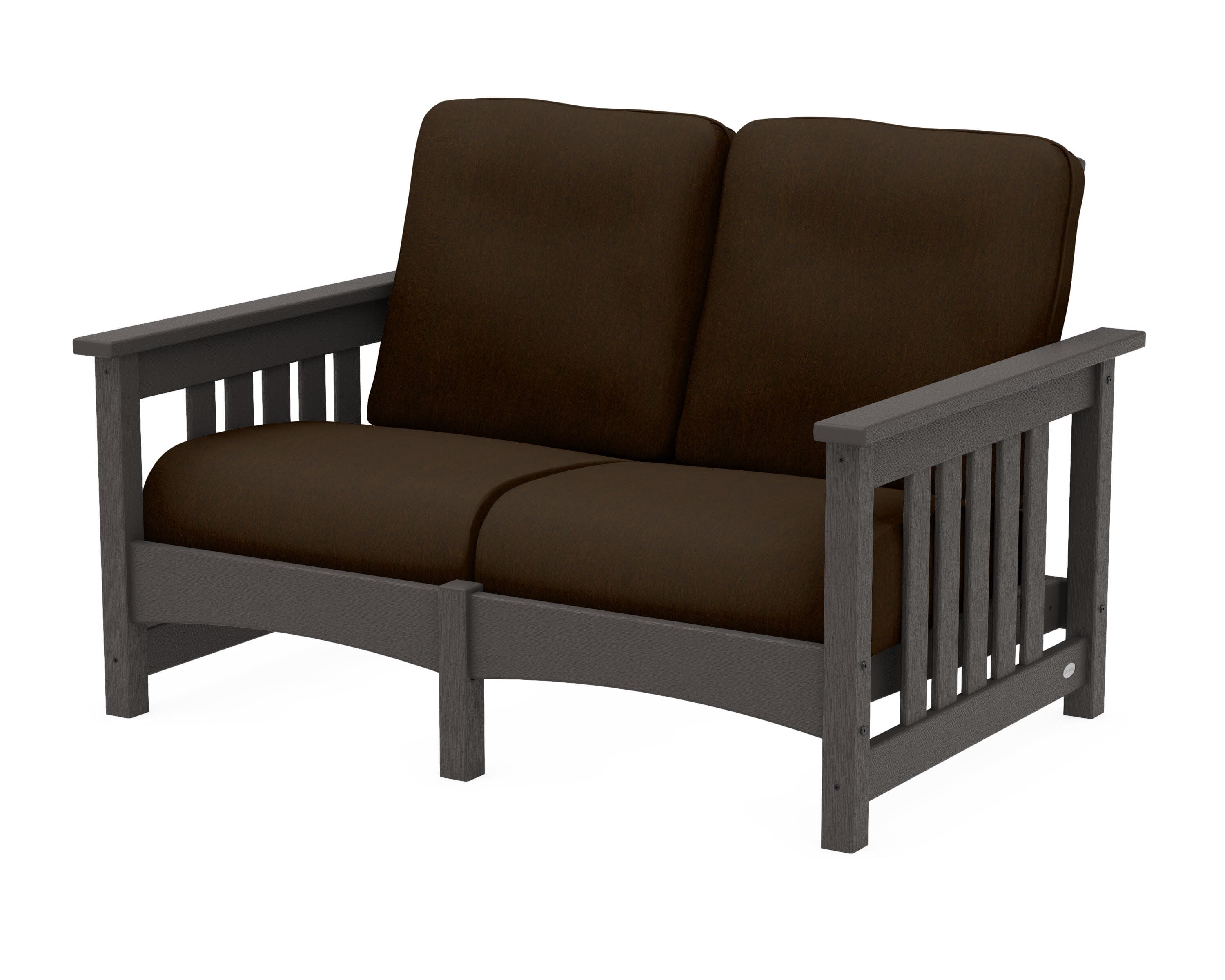 Club Mission Loveseat in Vintage Coffee / Canvas Java