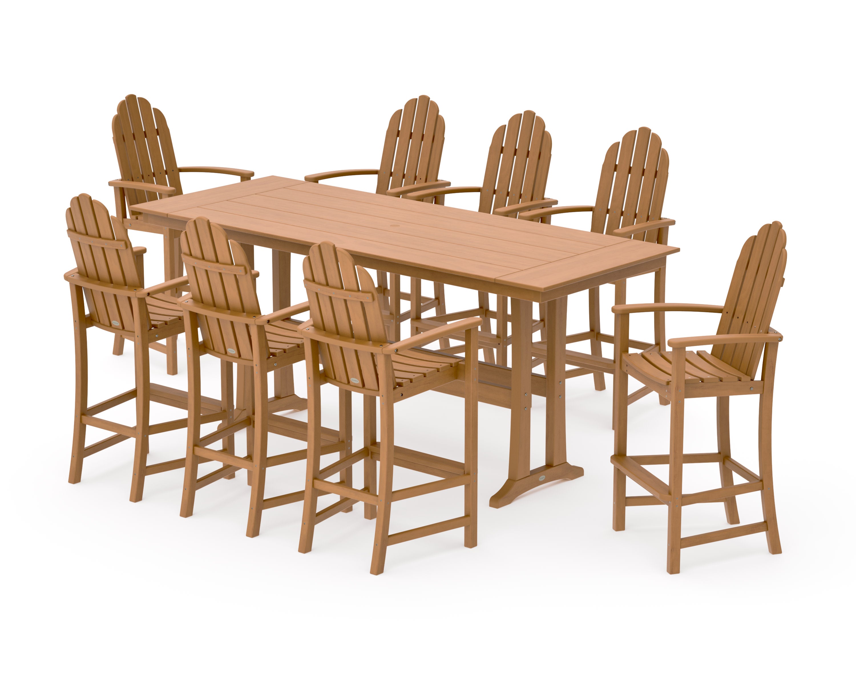 Classic Adirondack 9-Piece Farmhouse Bar Set with Trestle Legs in Natural