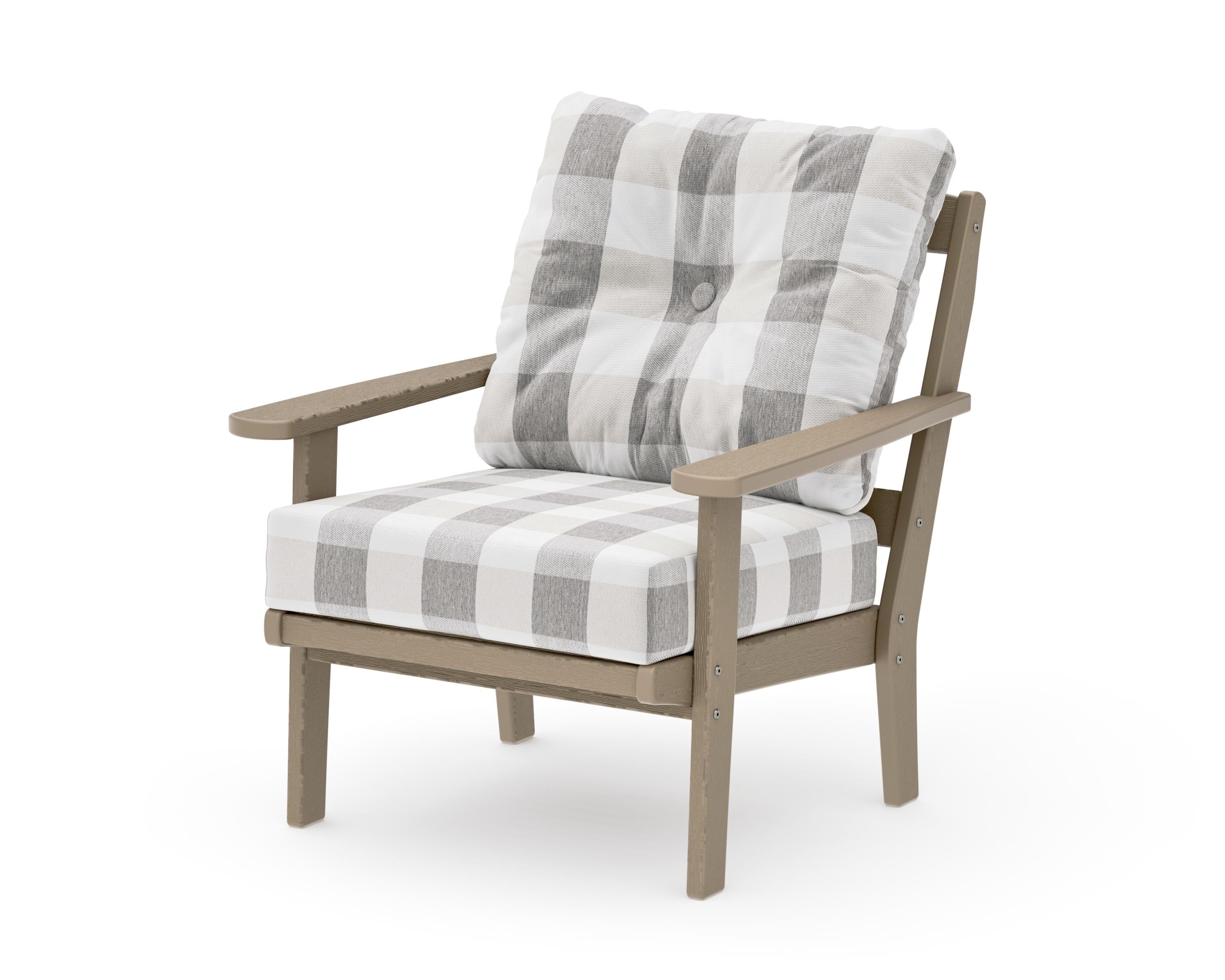 Mission Deep Seating Chair in Vintage Sahara / Buffalo Plaid Grey Mist