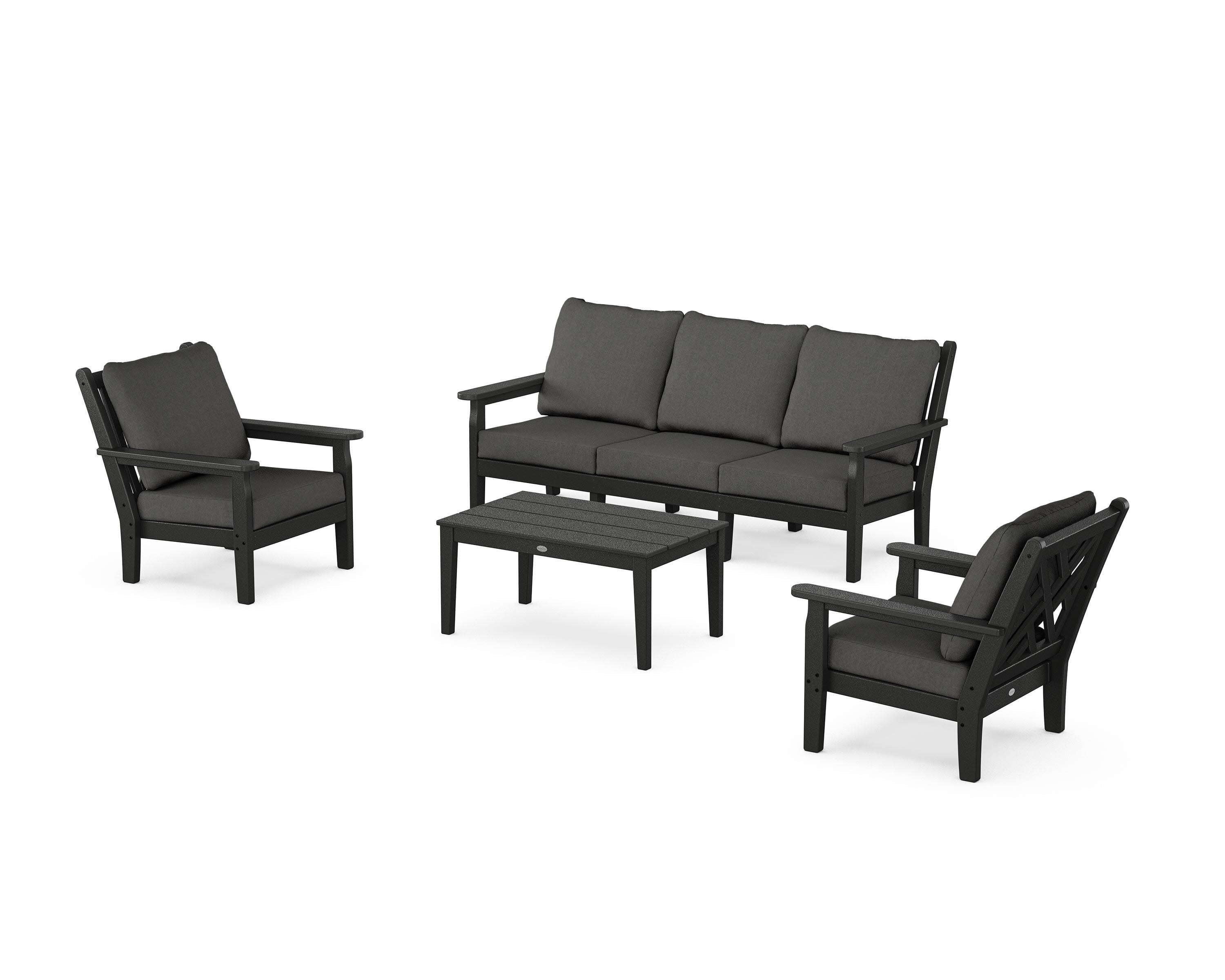 Chippendale 4-Piece Deep Seating Set with Sofa in Black / Spectrum Carbon
