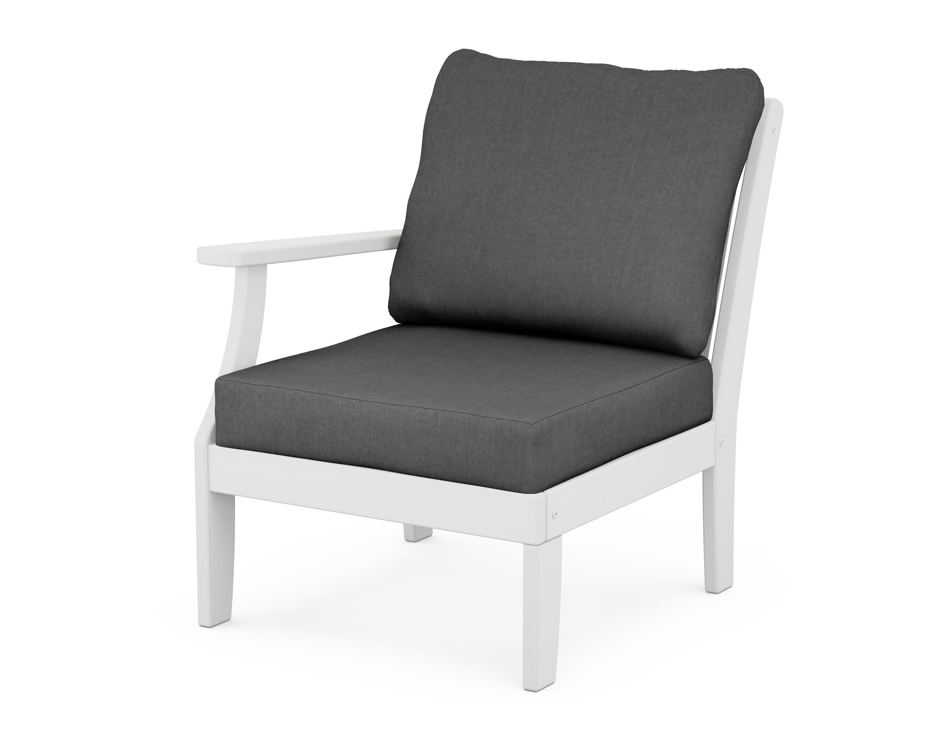 Braxton Modular Left Arm Chair in White / Spectrum Carbon