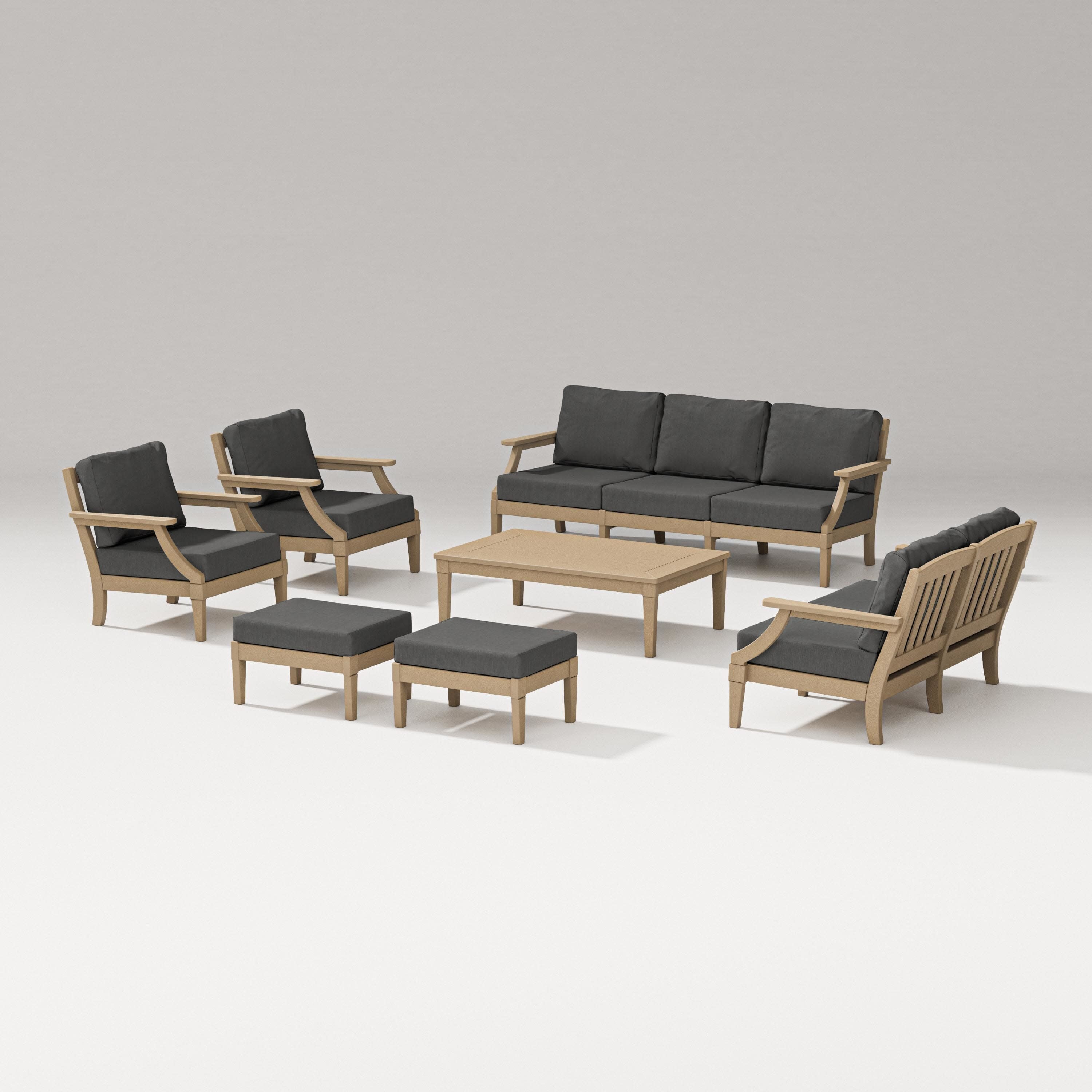 Estate 7-Piece Lounge Sofa Set in Vintage Sahara / Spectrum Carbon