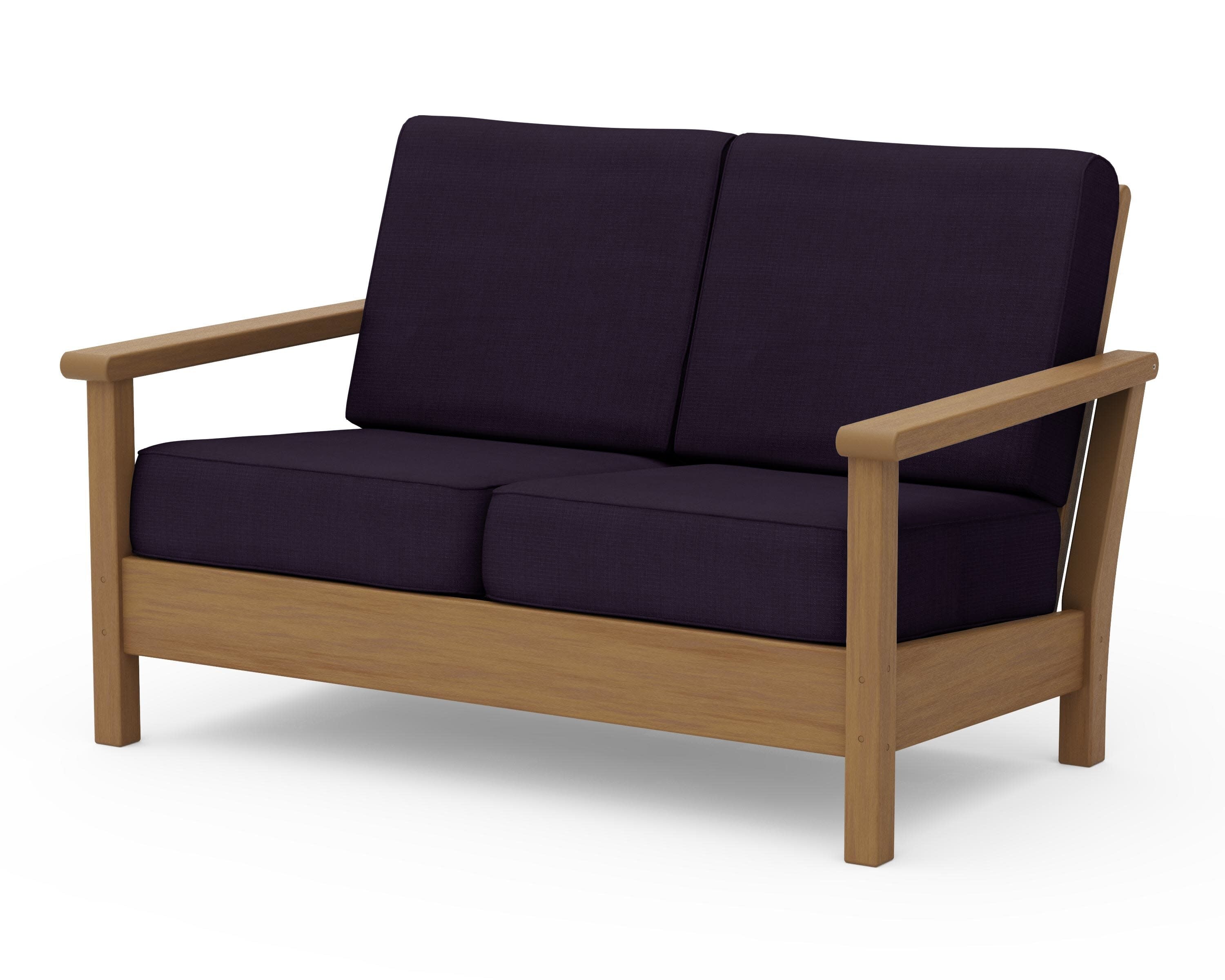 Harbour Deep Seating Loveseat in Natural / Navy Linen