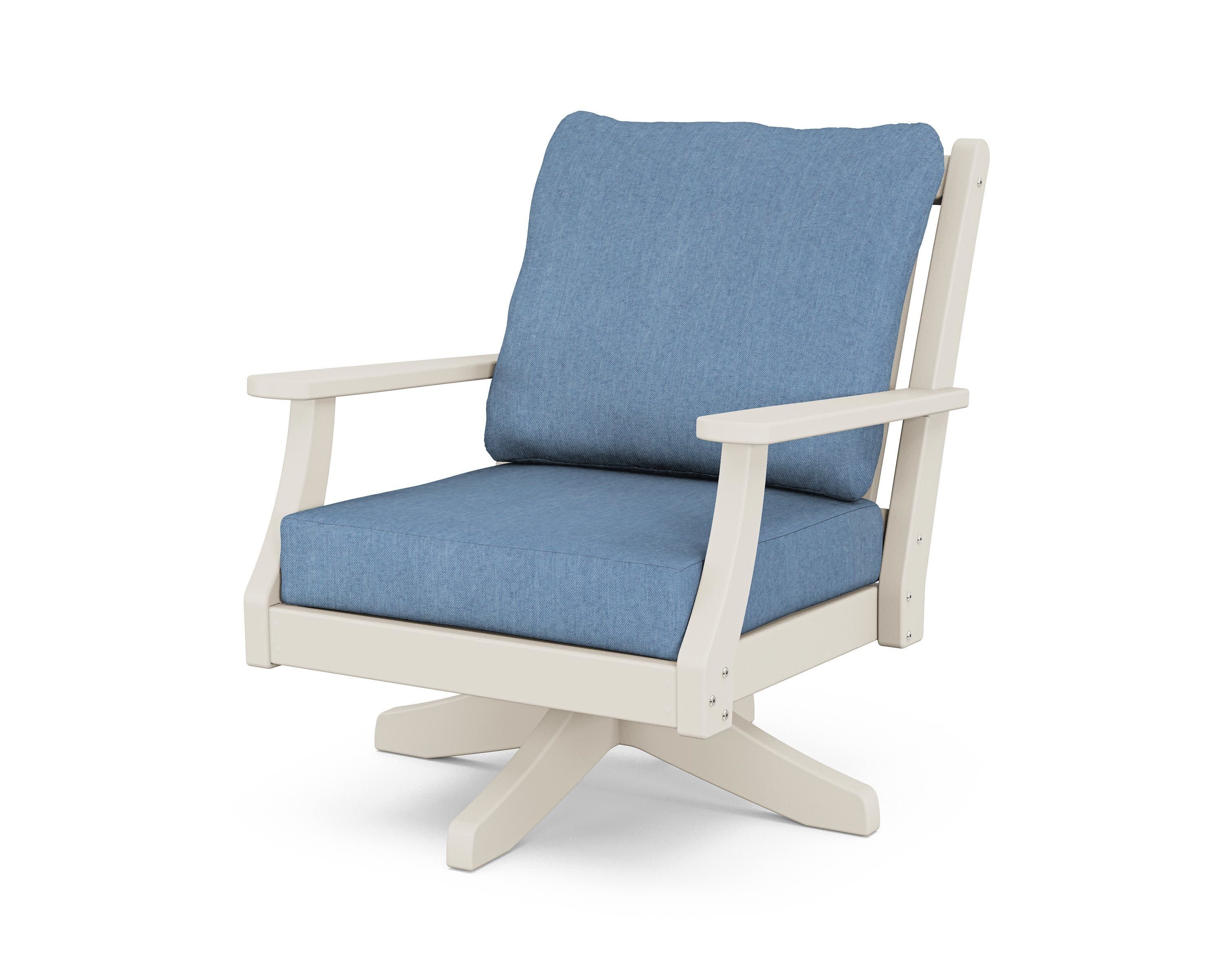 Wovendale Deep Seating Swivel Chair in Sand / Sky Blue