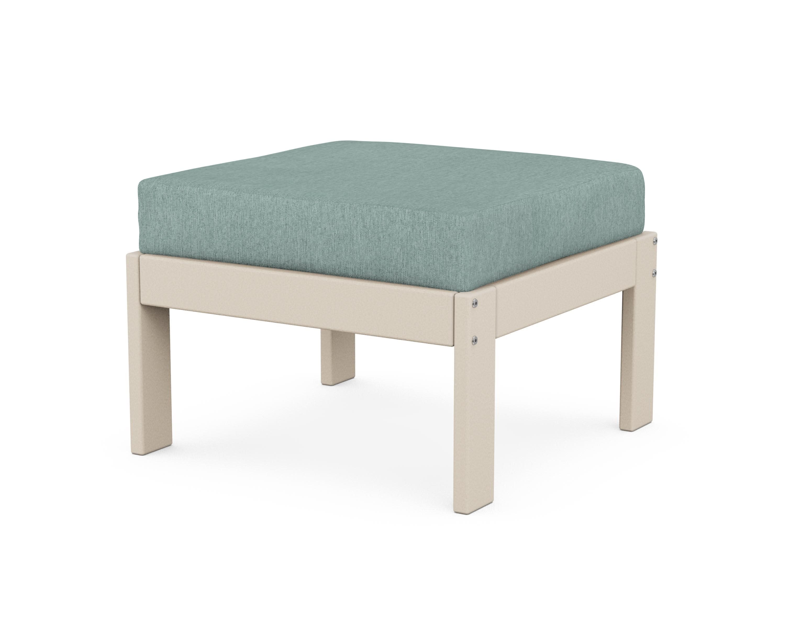 Vineyard Modular Ottoman in Sand / Glacier Spa