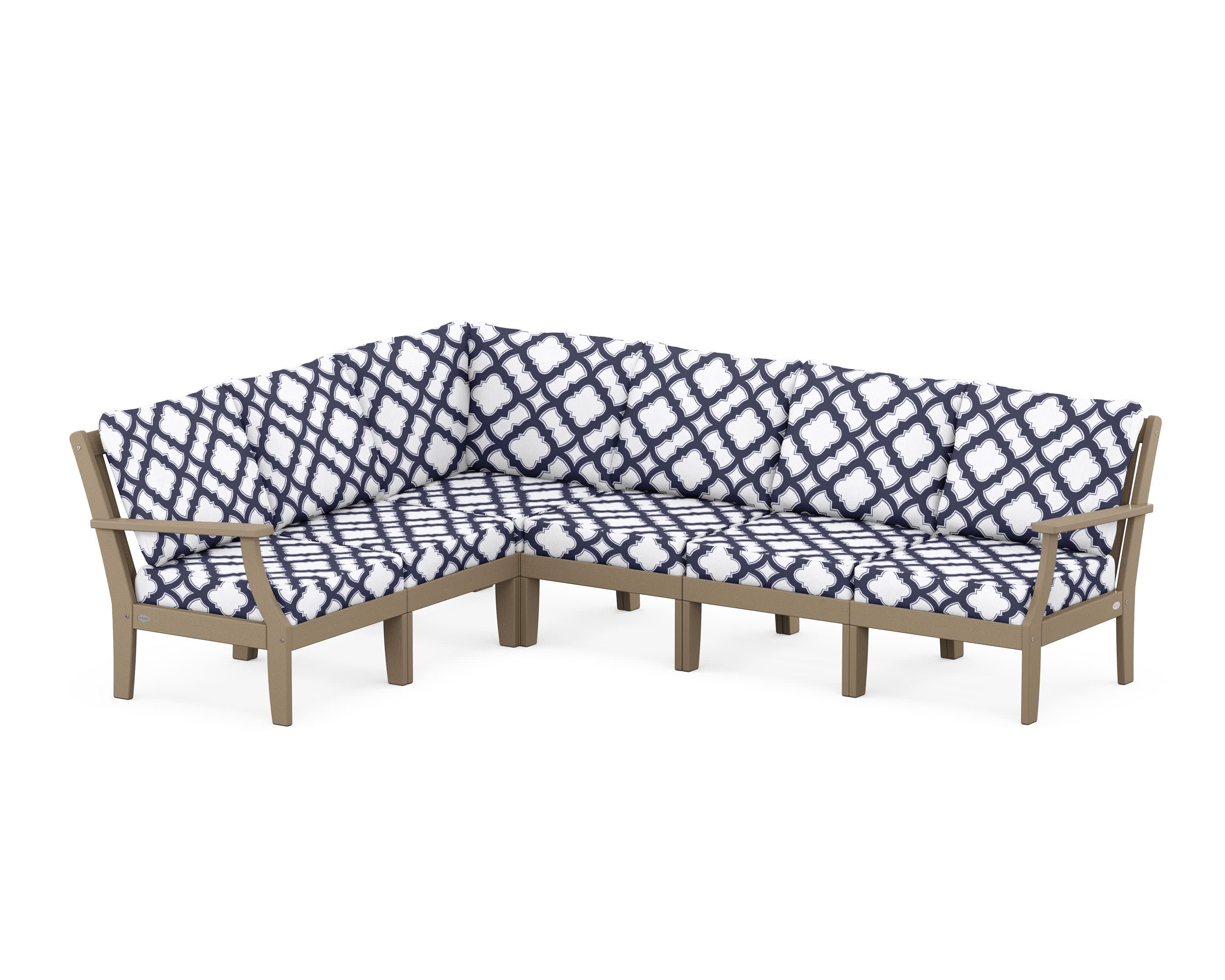 Braxton Modular 6-Piece Deep Seating Set in Vintage Sahara / Trellis Navy
