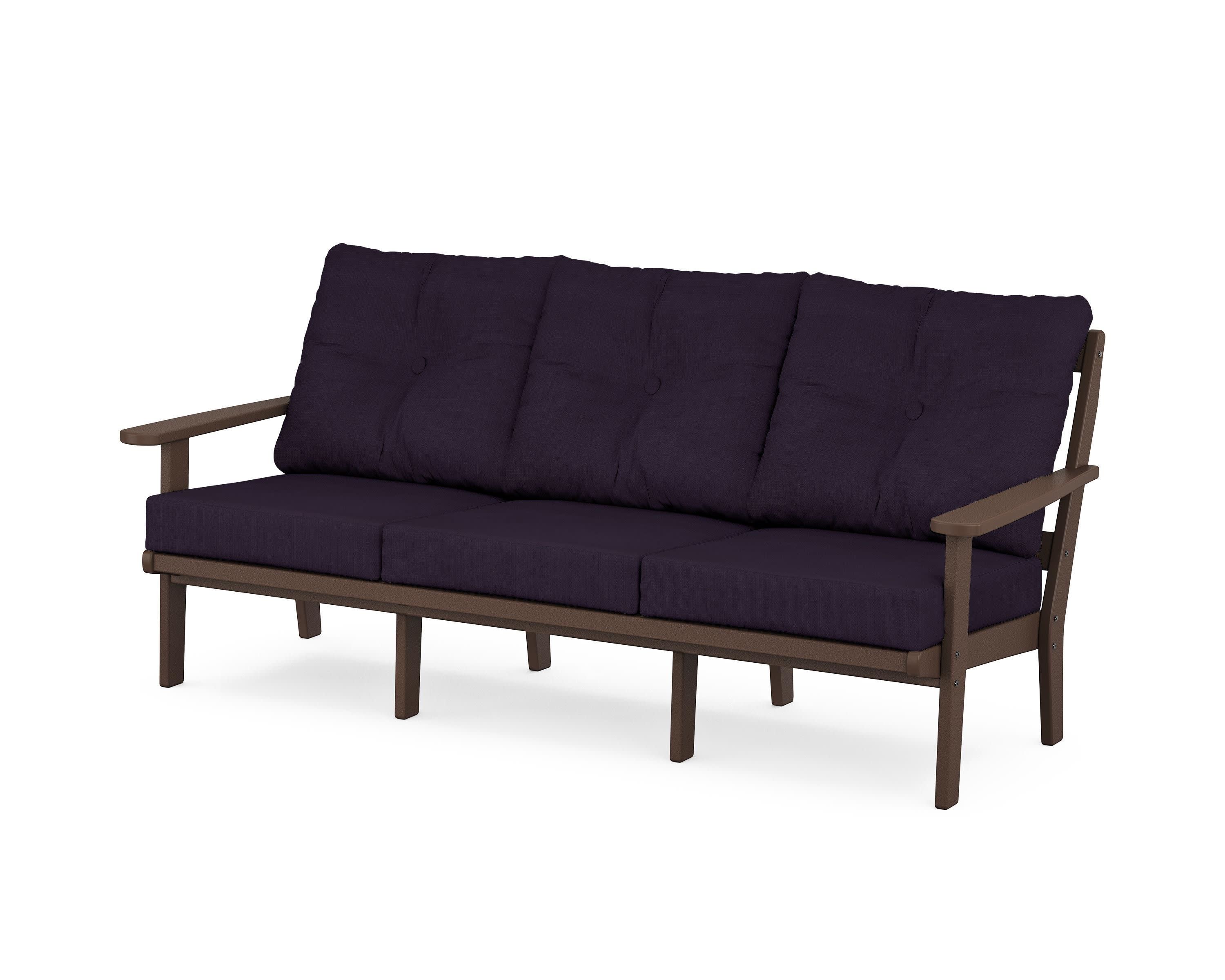Mission Deep Seating Sofa in Mahogany / Navy Linen