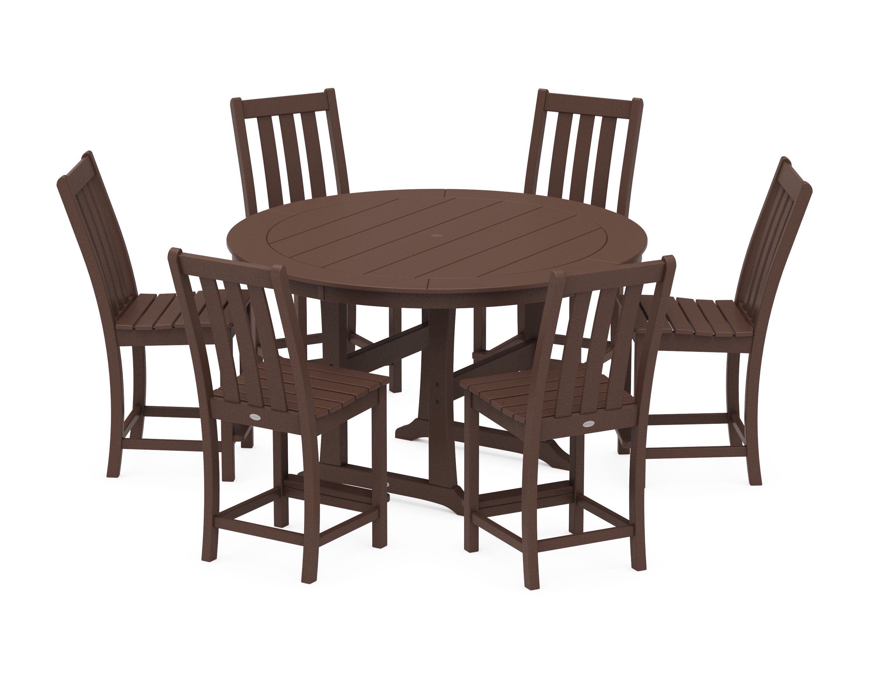 Vineyard 7-Piece Side Chair Round Counter Set in Mahogany
